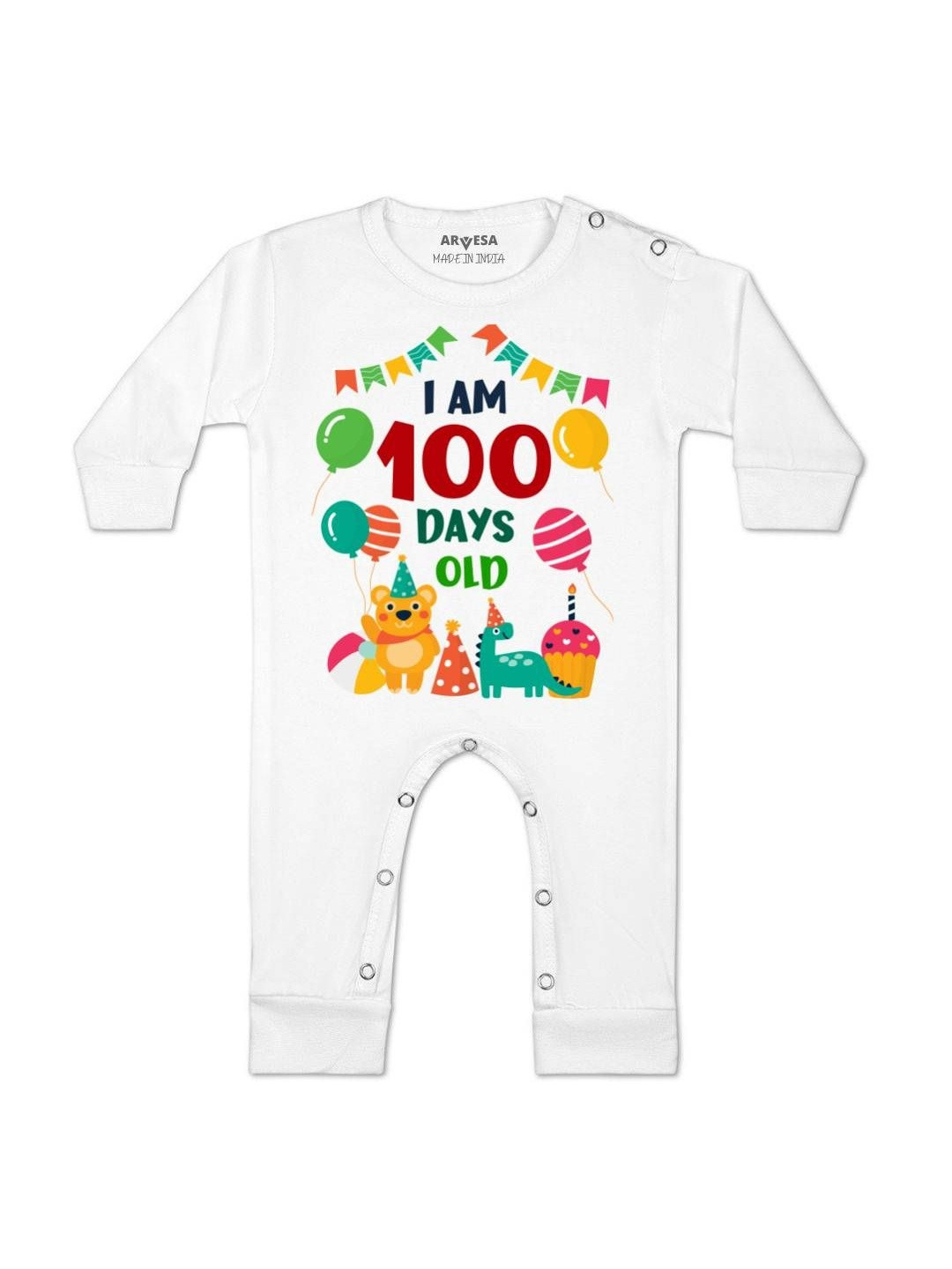 100 Days Birthday Printed Baby Rompers