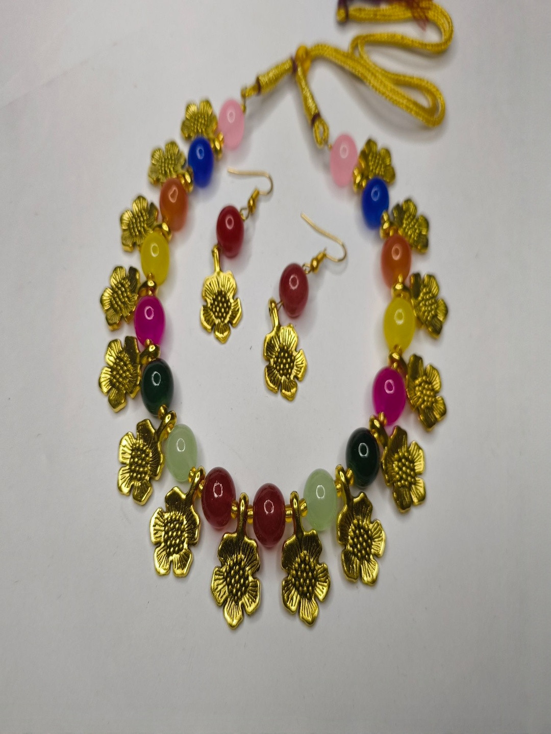 Multi Colour  Floral Oxidised Jewel  Set