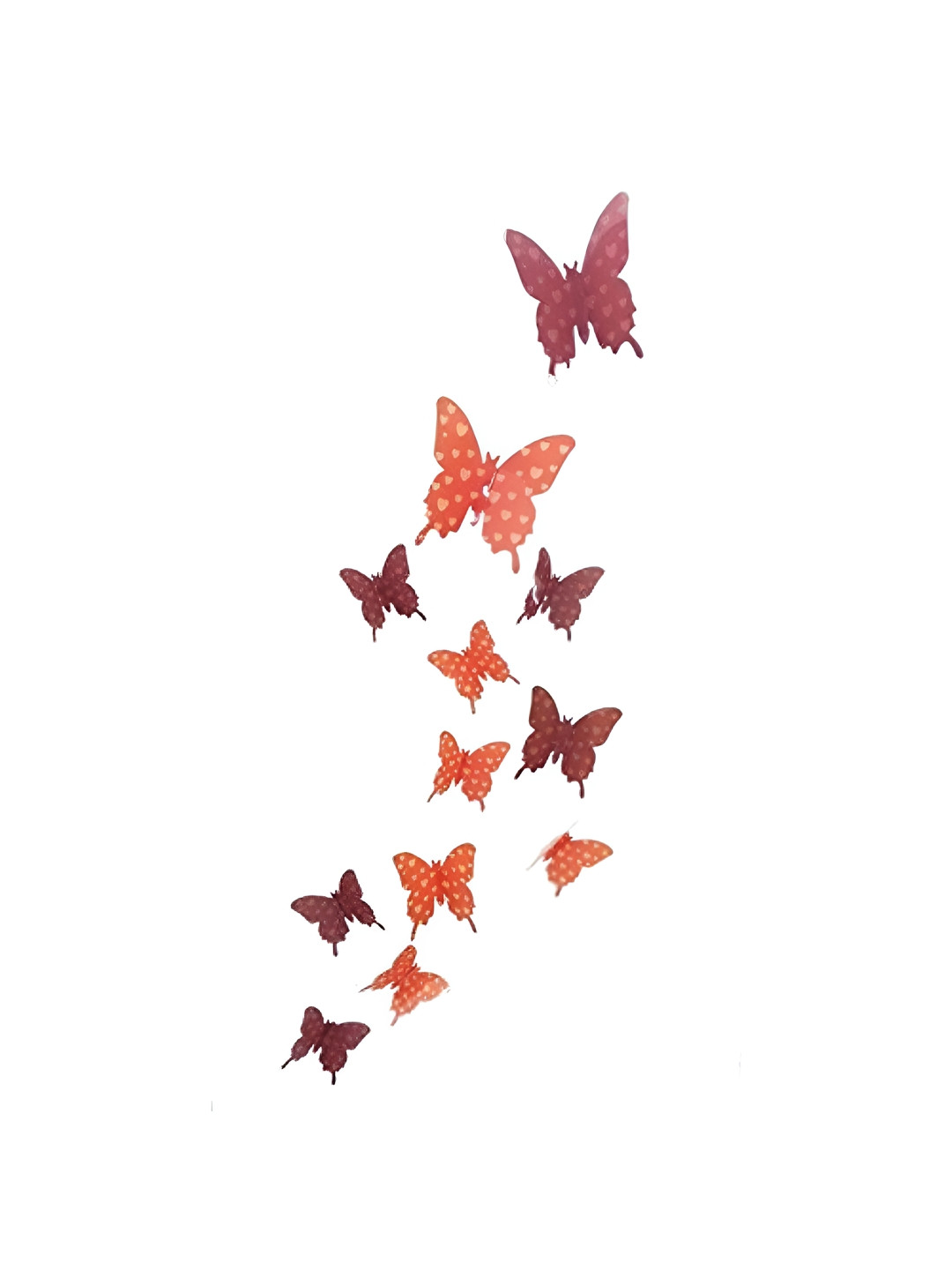 Jaamso Royals Brown & Orange-Colored 3D Butterfly Printed Self Adhesive Wall Stickers