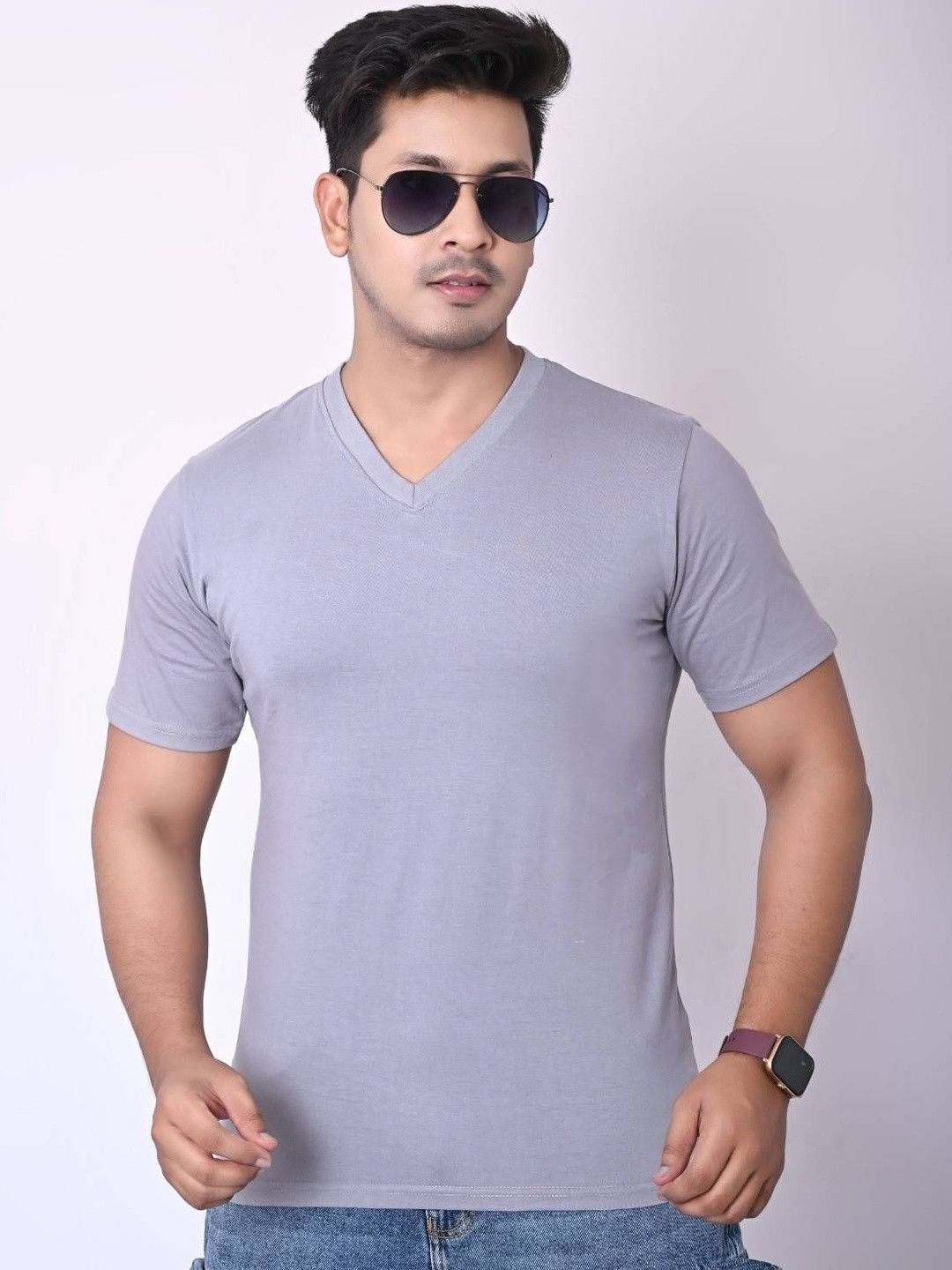 IMPERIO V-Neck Cotton T-shirt