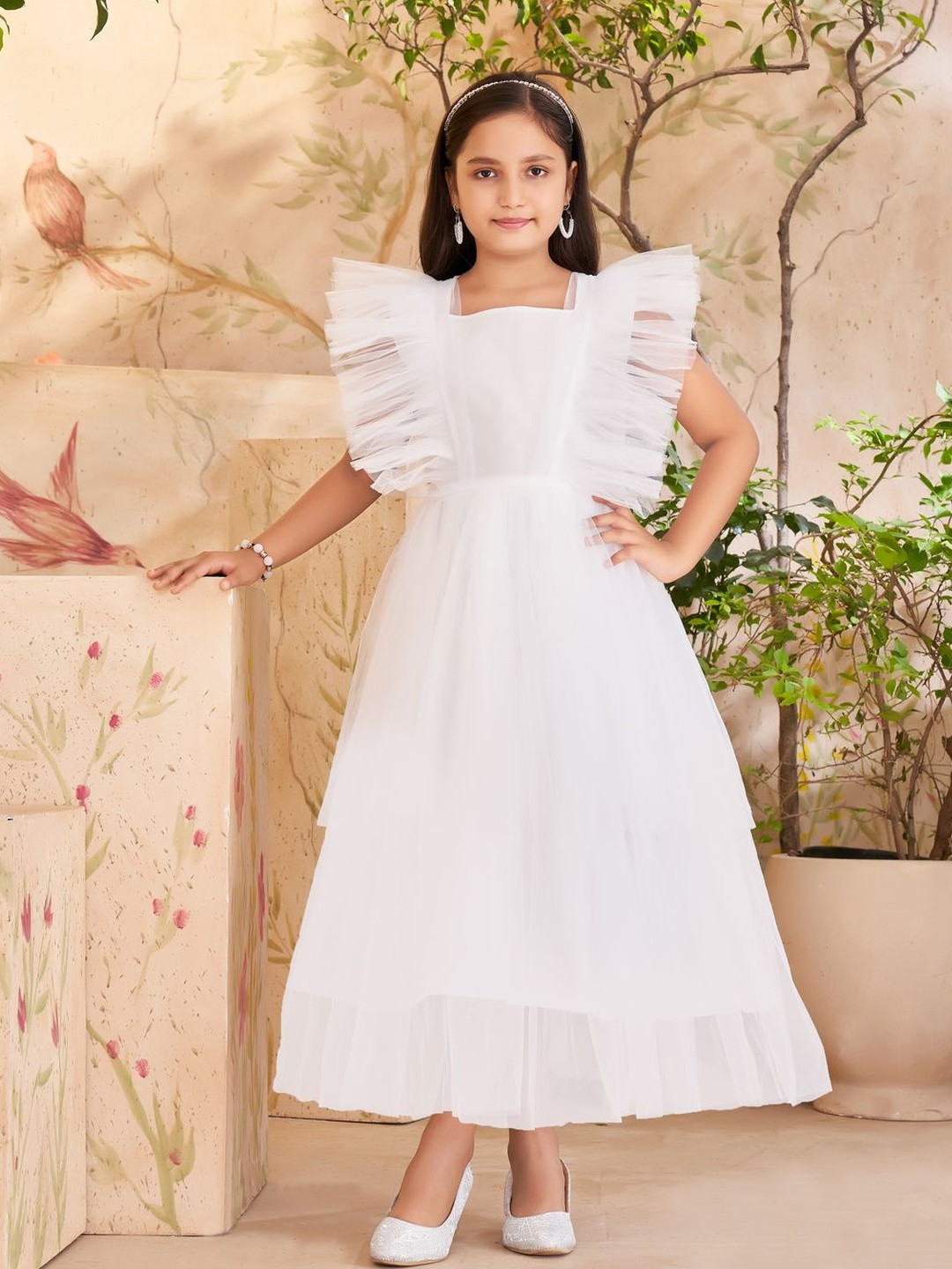 Muhuratam Girls Nylon Gown Dresses