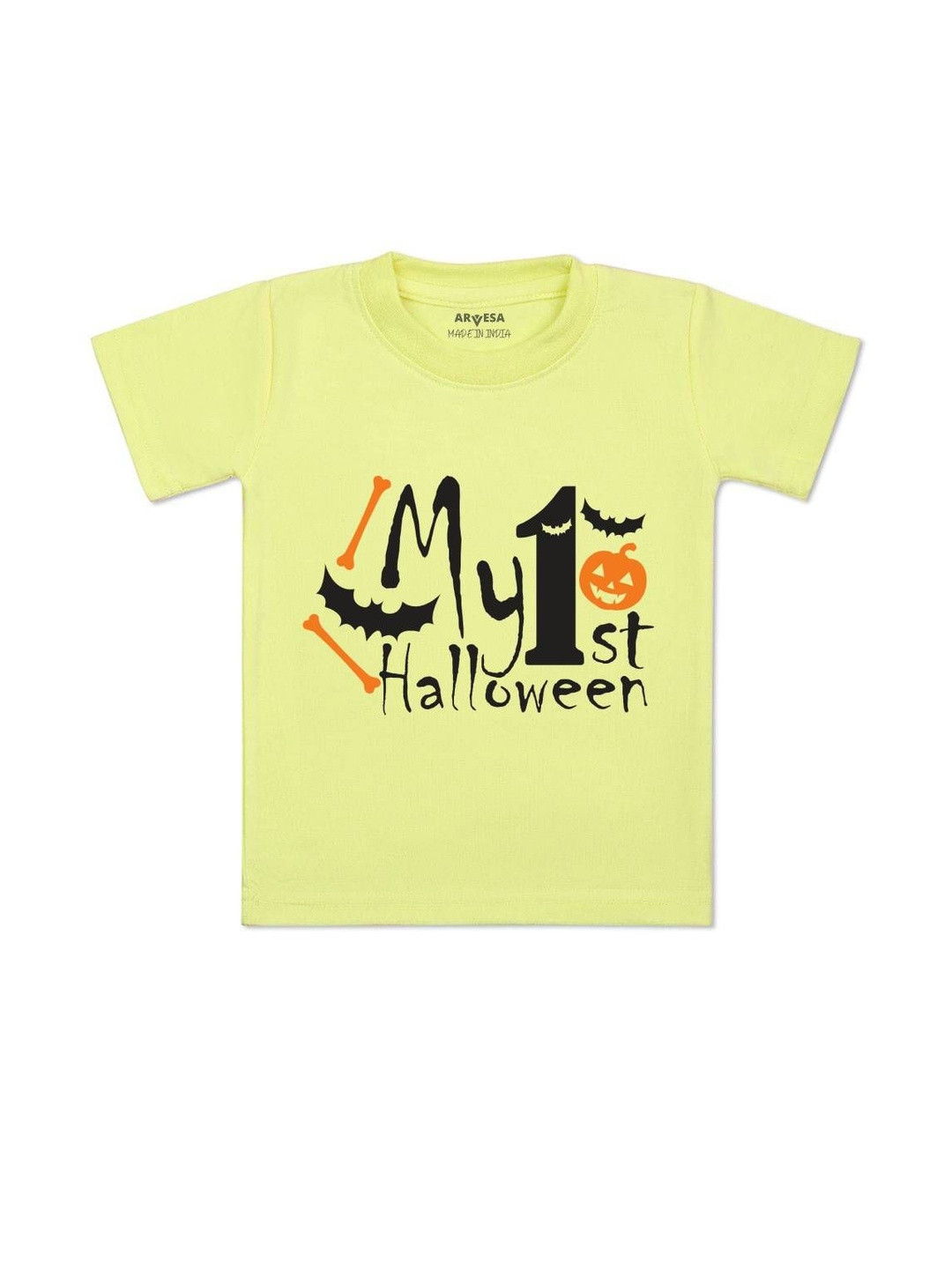 Arvesa Kids My First Halloween Typography Printed Short Sleeves Cotton T-shirt