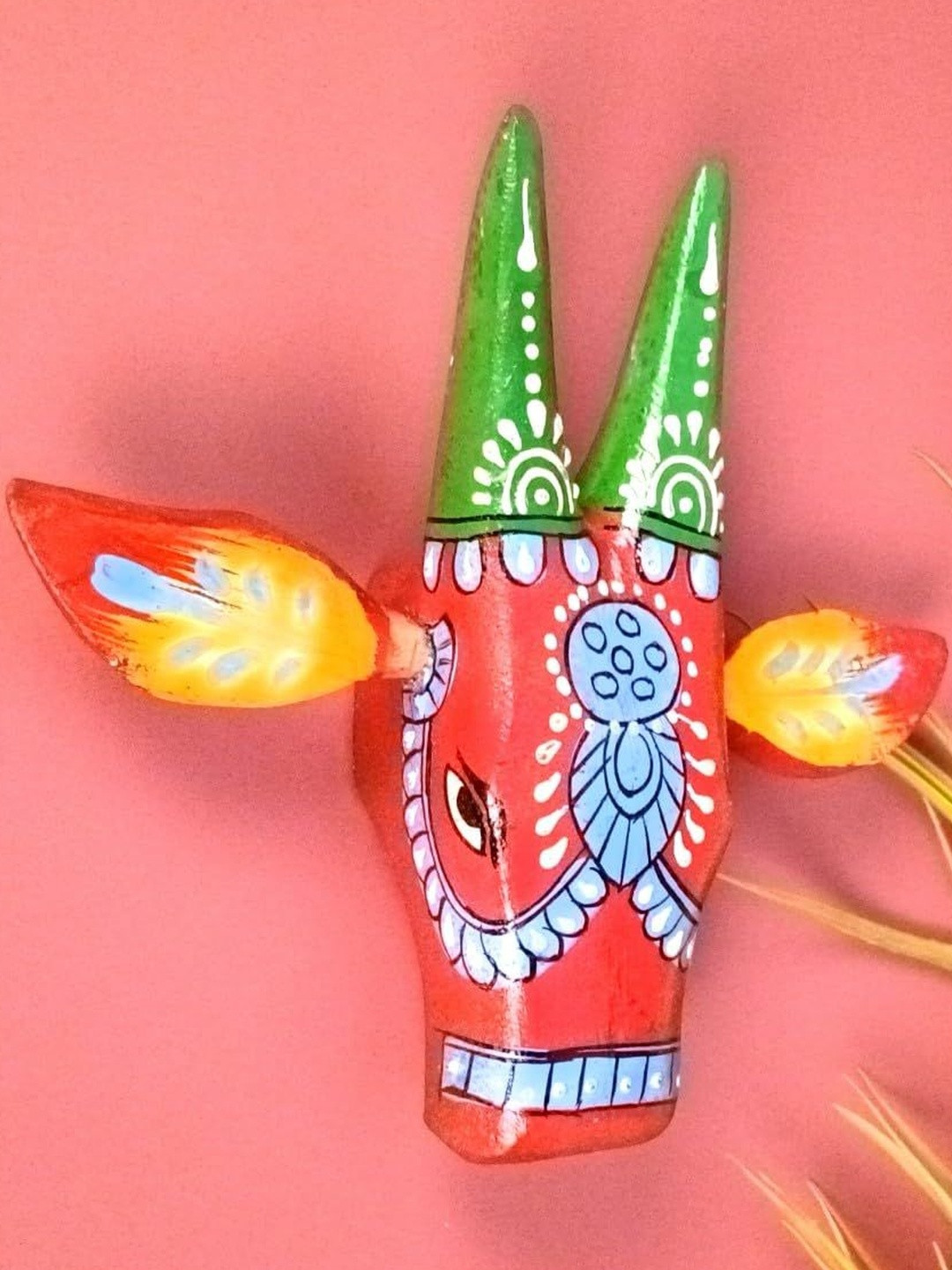 apka mart Wooden Cow Head Design Wall Hanging