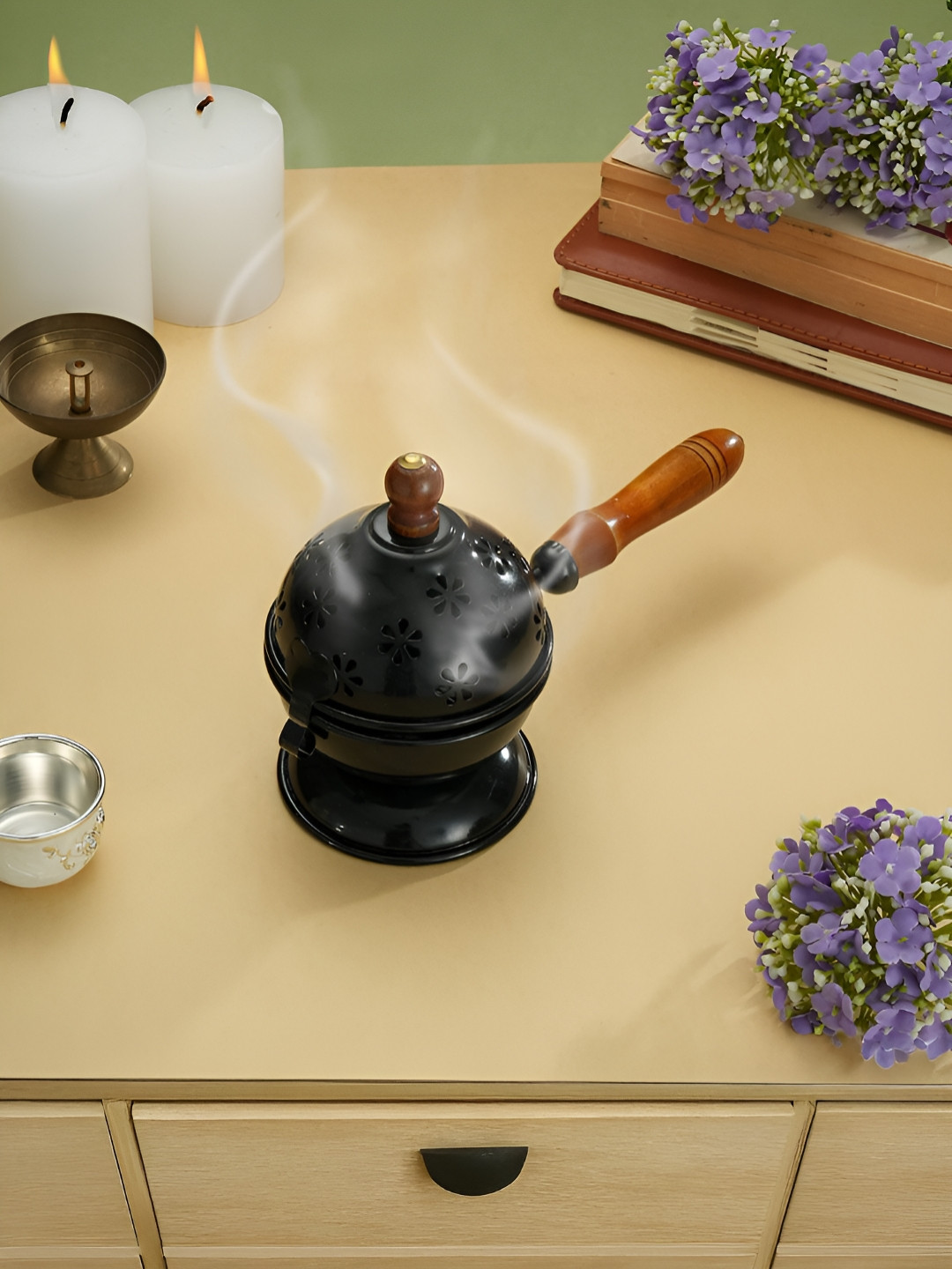 Homspurts Black Aaranya Dhoopdaan Pooja Essentials