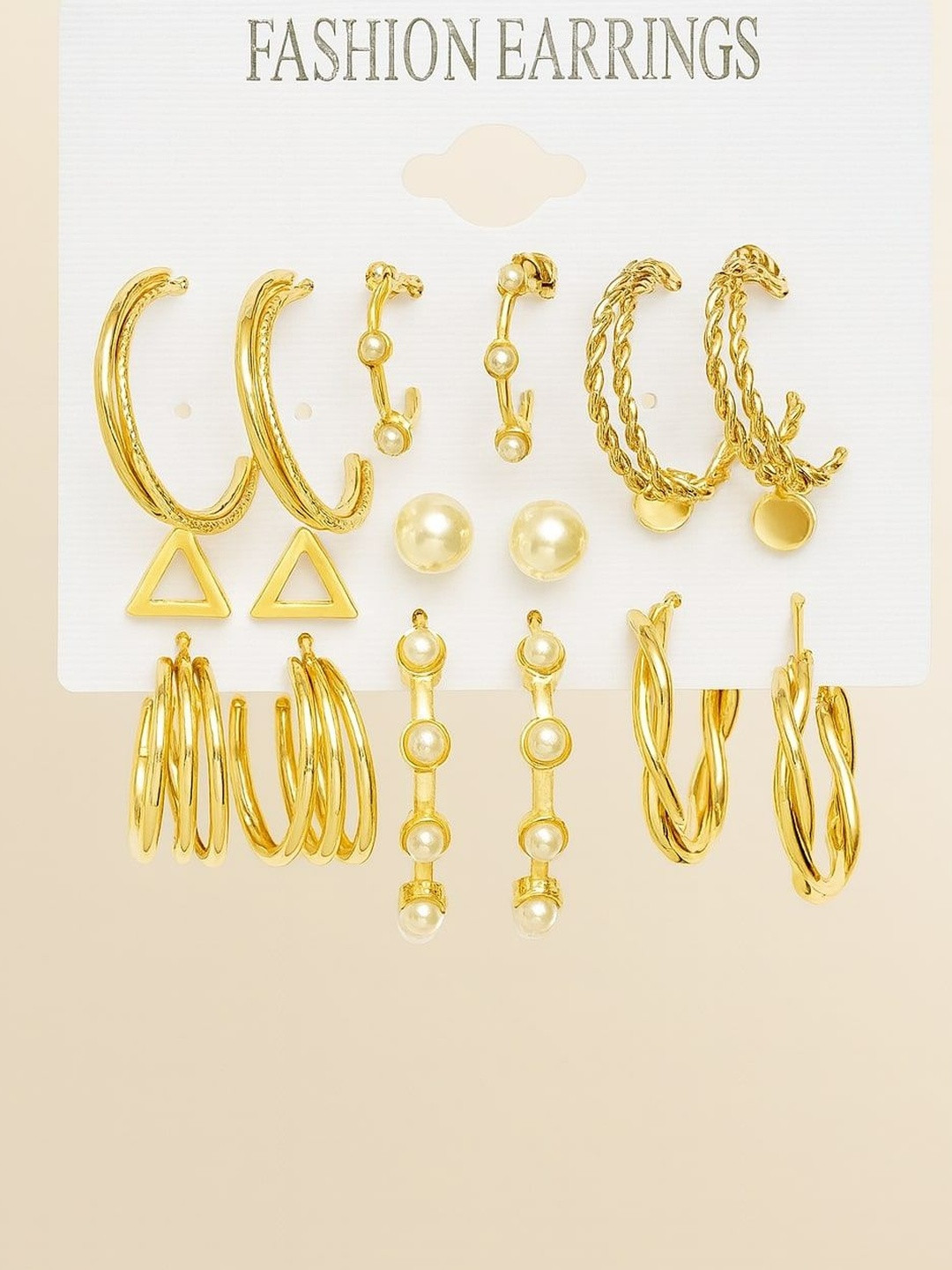 Pearl Golden Earrings Set | Fashion Combo of 9 Stylish Jewellery & Girls