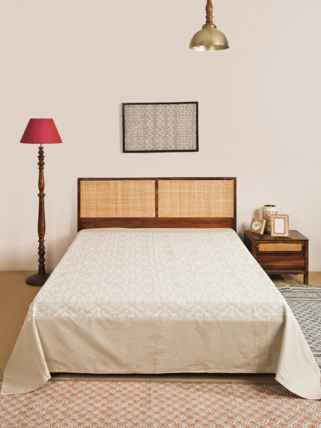 Fabindia Beige Cotton Single Bed Cover