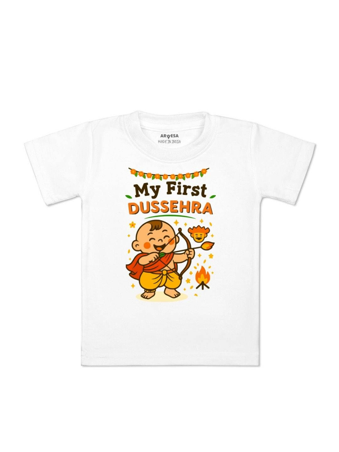 Arvesa Kids My First Dussehra Printed Regular Fit Tshirt