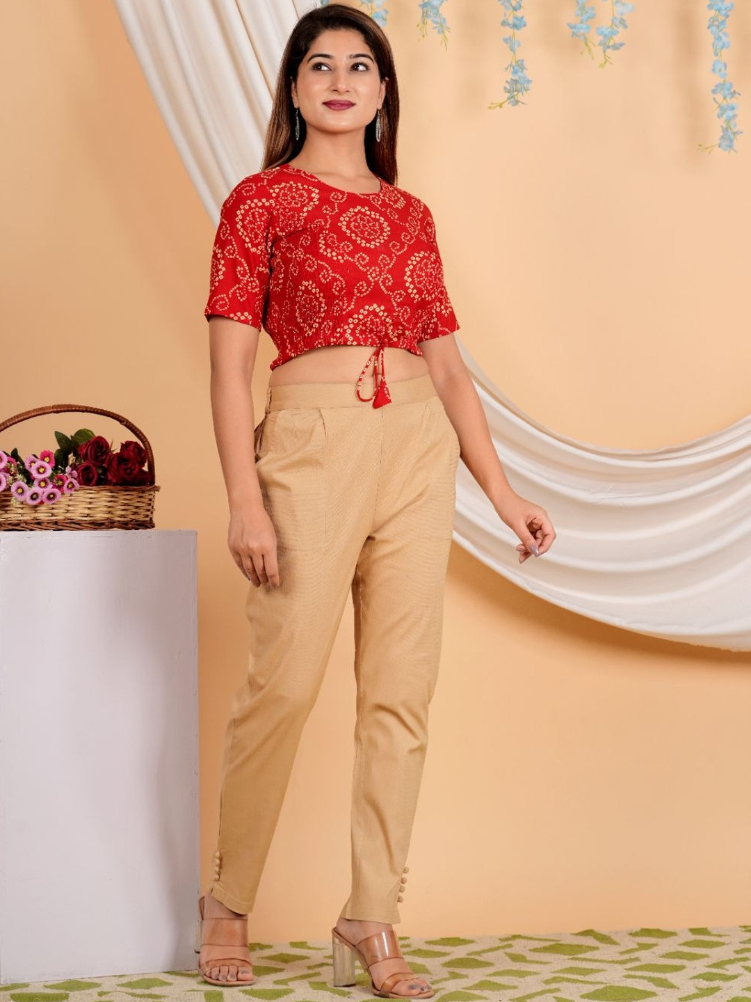 KALINI Women Cotton Printed Blouse