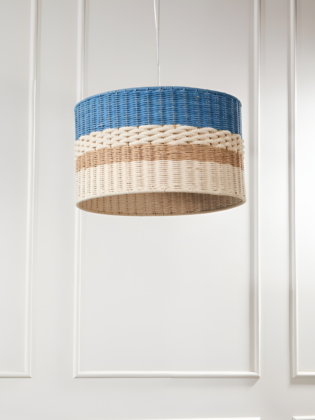 Fabindia Praag Blue & Brown Colourblocked Spherical Shaped Ceiling Lamp