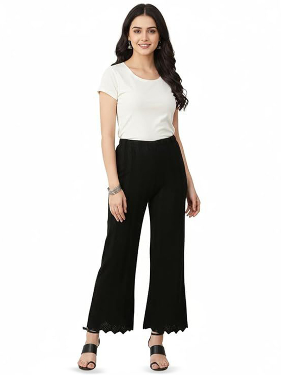 Thrifty Thread Women Self Design Mid Rise Woolen Trouser