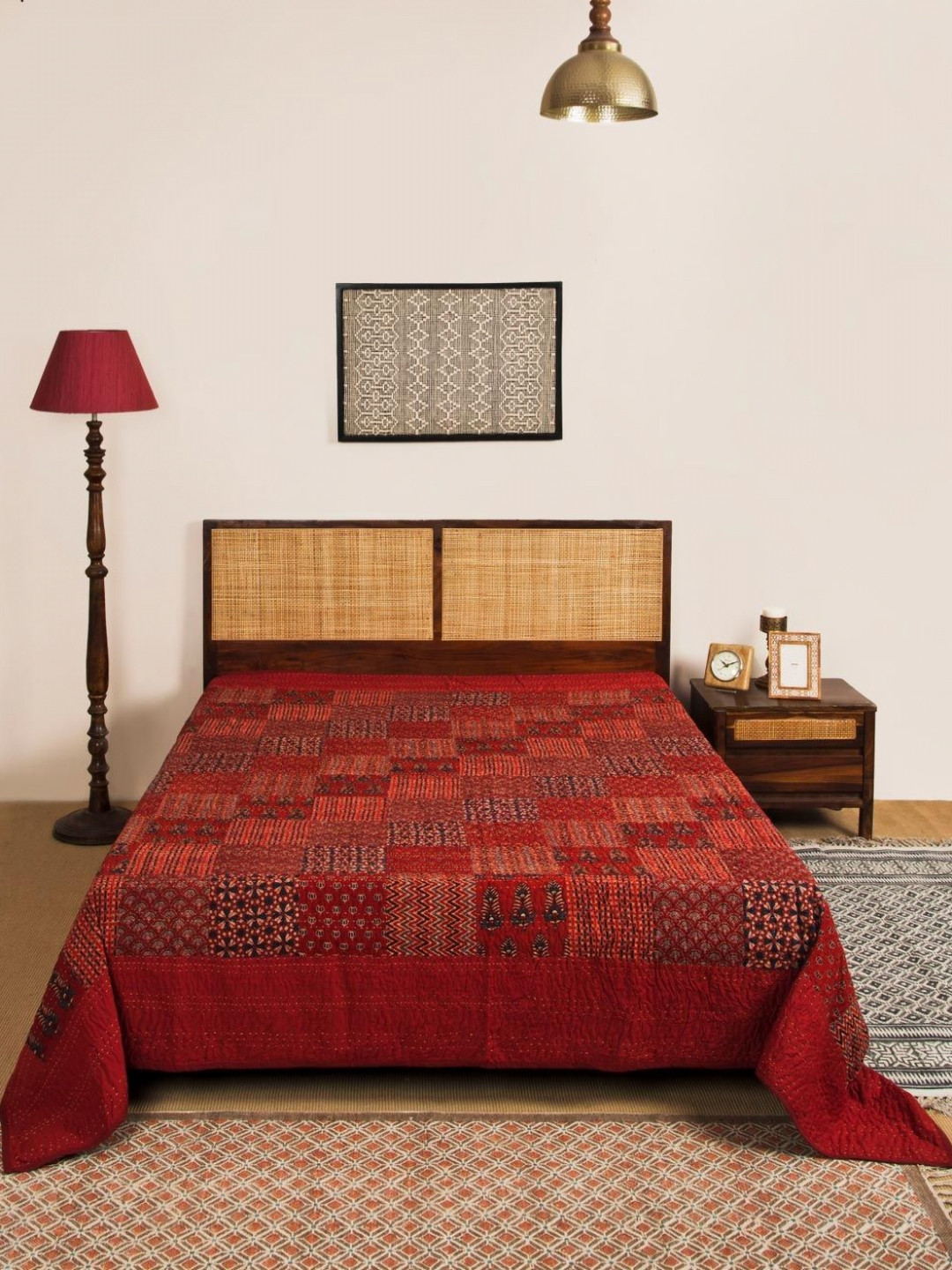 Fabindia Navya Red & Black Motifs Printed Cotton Single Bed Cover