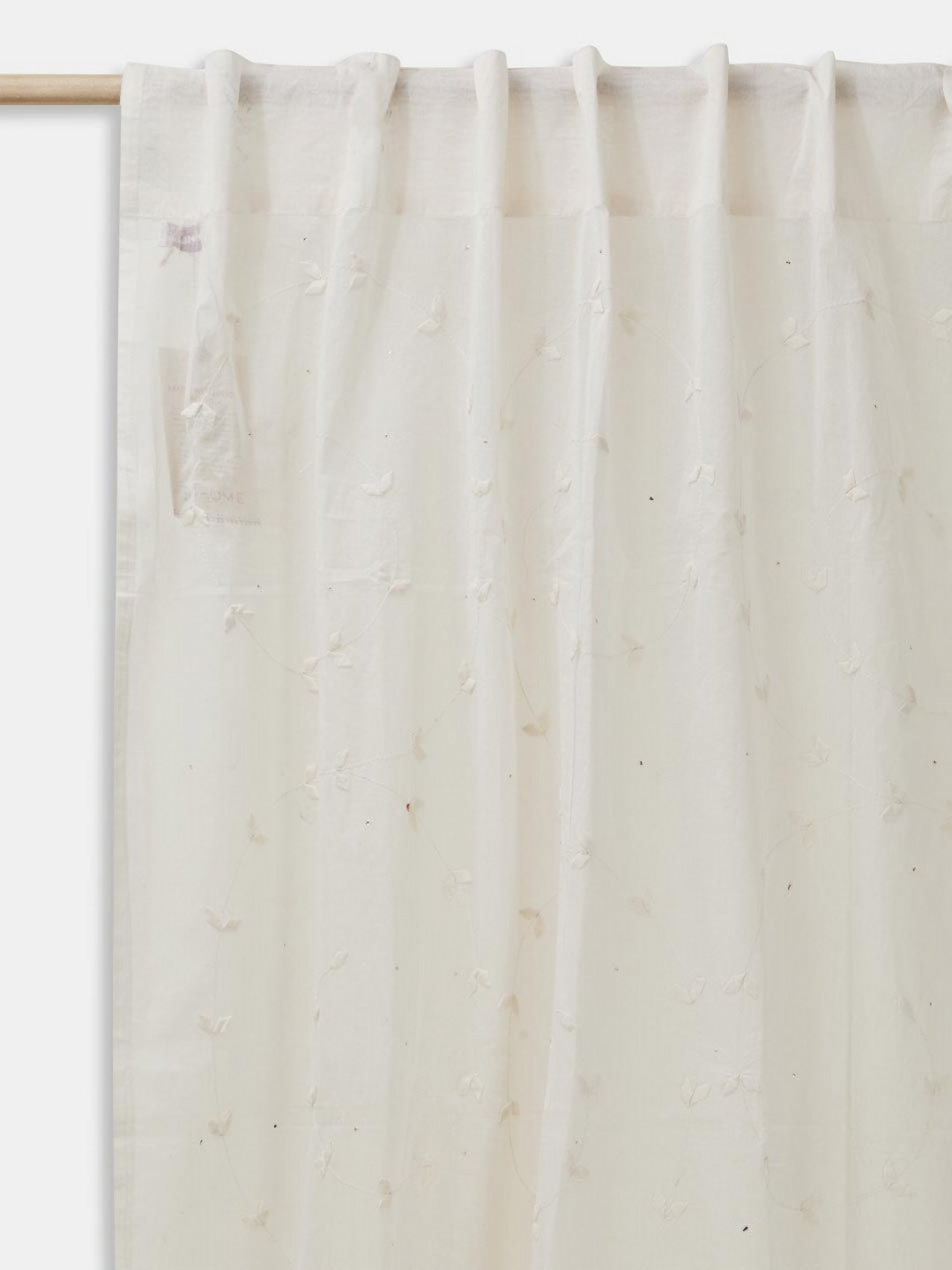 Fabindia Tarang Off White Embroidered Cotton Long Door Curtain