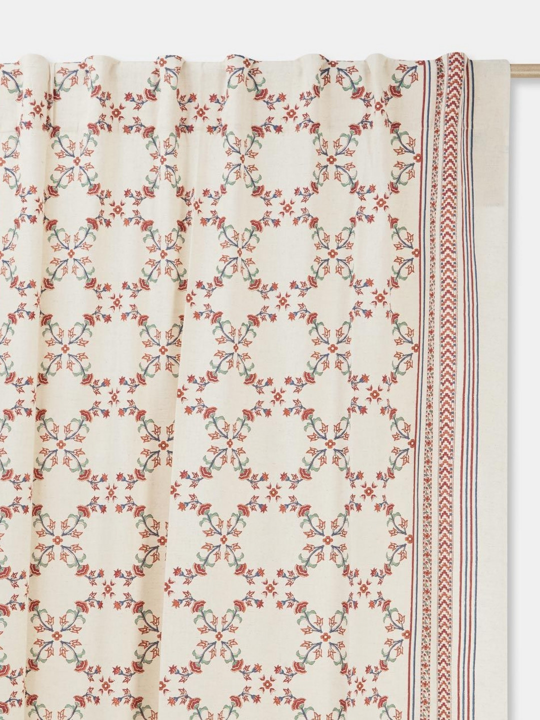 Fabindia Urmika Off White & Red Ethnic Motifs Printed Window Curtain
