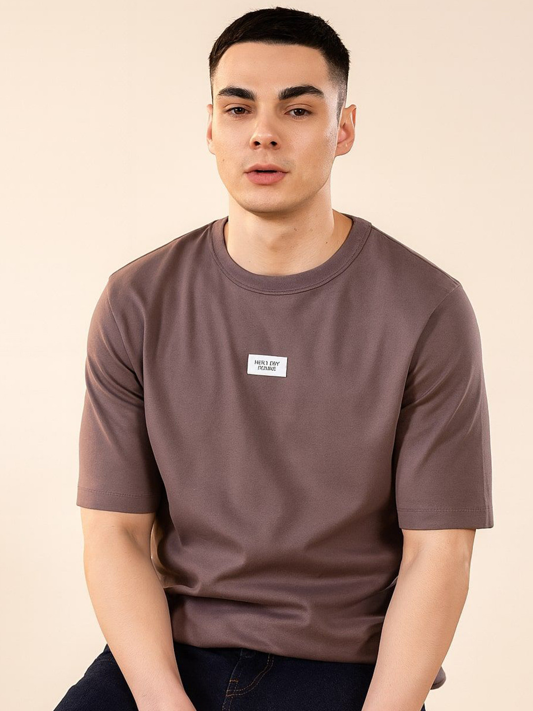 METALHAWK Round Neck Pure Cotton Oversized Fit Casual T-shirt