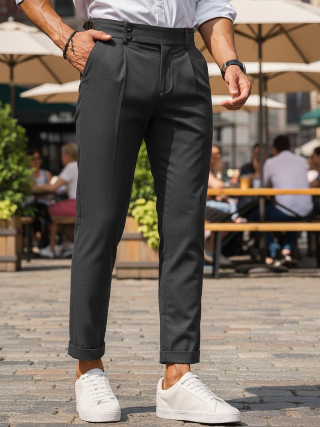 BROADSTAR Men Slim Fit Mid-Rise Korean Pants