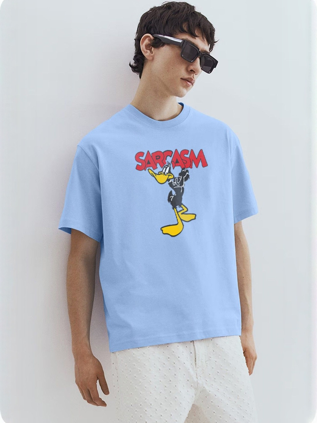 MaverIQ Donald Duck Printed Round Neck Organic Cotton Oversized T-shirt
