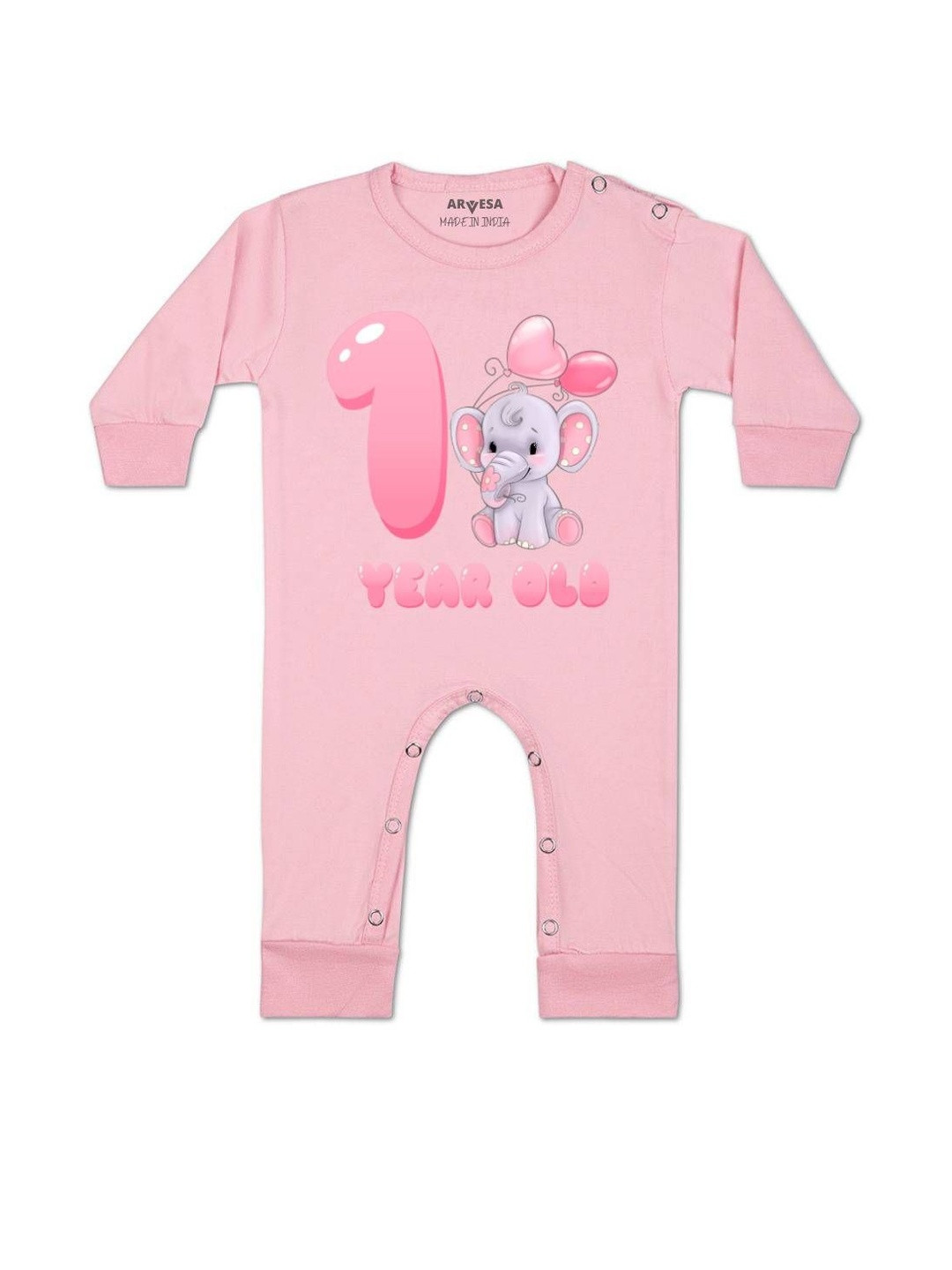 Arvesa Kids One Year Birthday Printed Baby Rompers