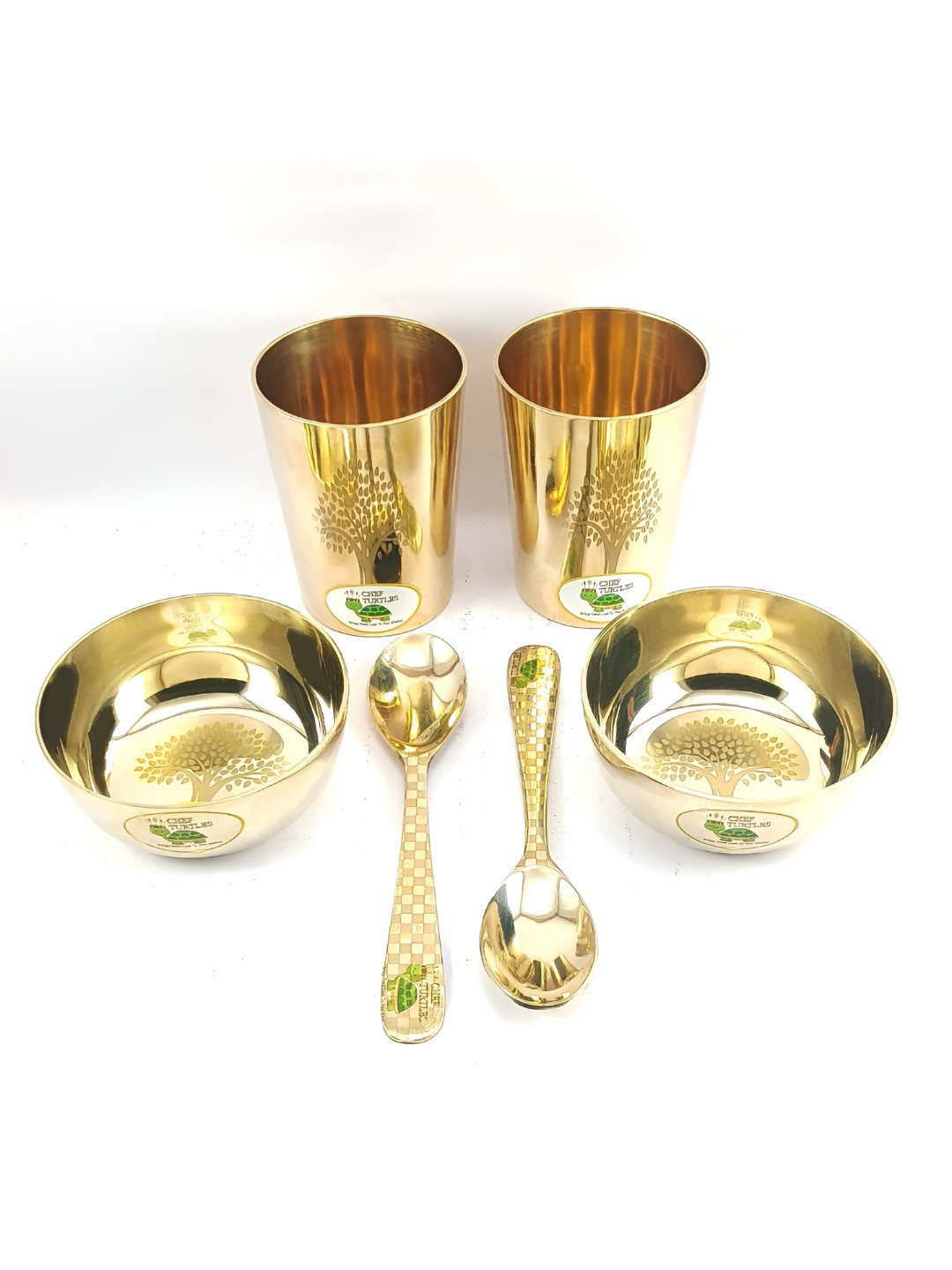 CHEF TURTLES Gold-Toned 6 Pieces Metal Dishwasher and Microwave Safe Dinner Set