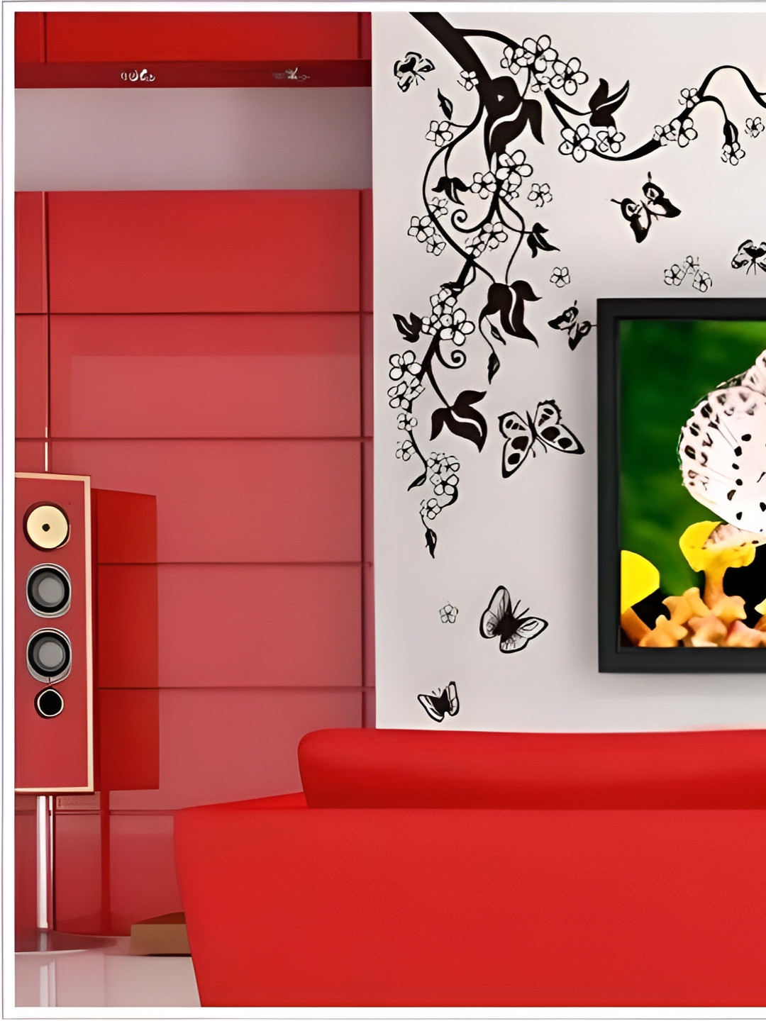 Jaamso Royals Black & White Printed Beautiful Butterfly Self Adhesive Wall Sticker