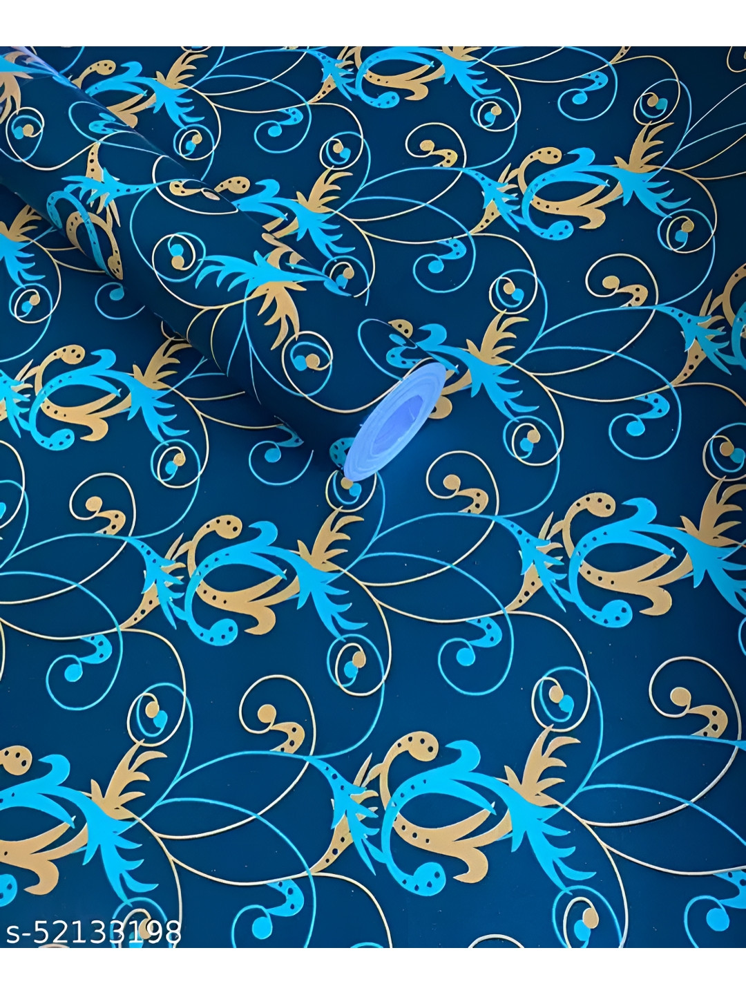 Jaamso Royals Blue & Yellow Floral Printed Self Adhesive Removable Durable Wall Stickers