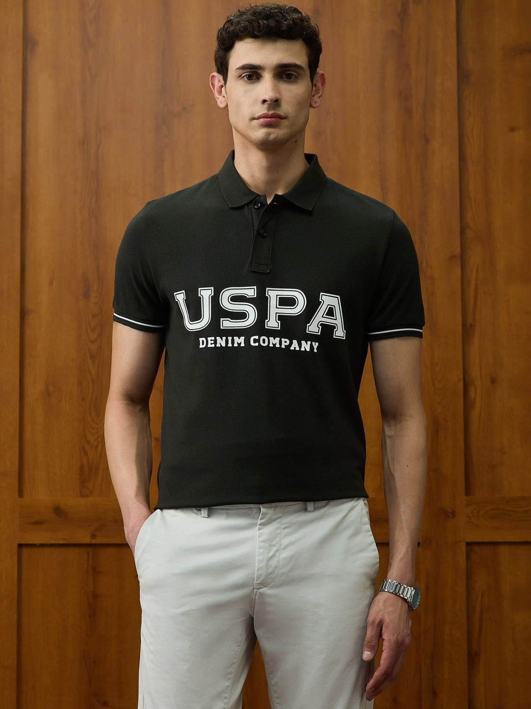 U.S. Polo Assn. Denim Co. Varsity Theatre Typography Printed Pure Cotton Muscle T-shirt