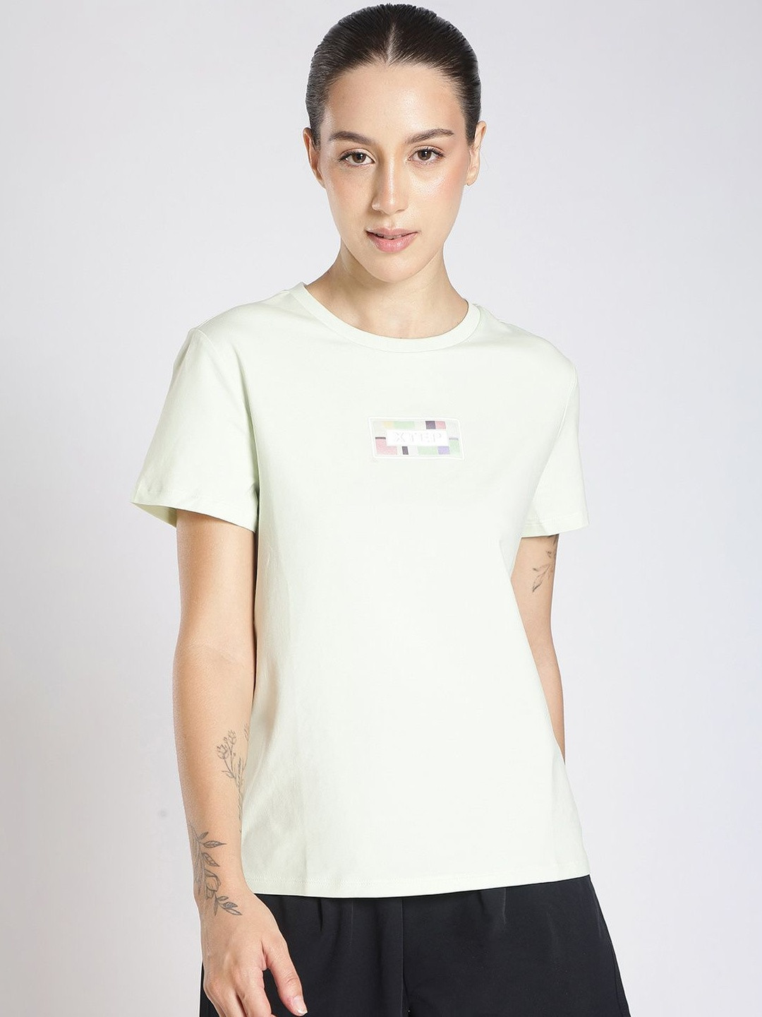 Xtep Brand Logo Printed Round Neck Motion Dry Cotton T-shirt