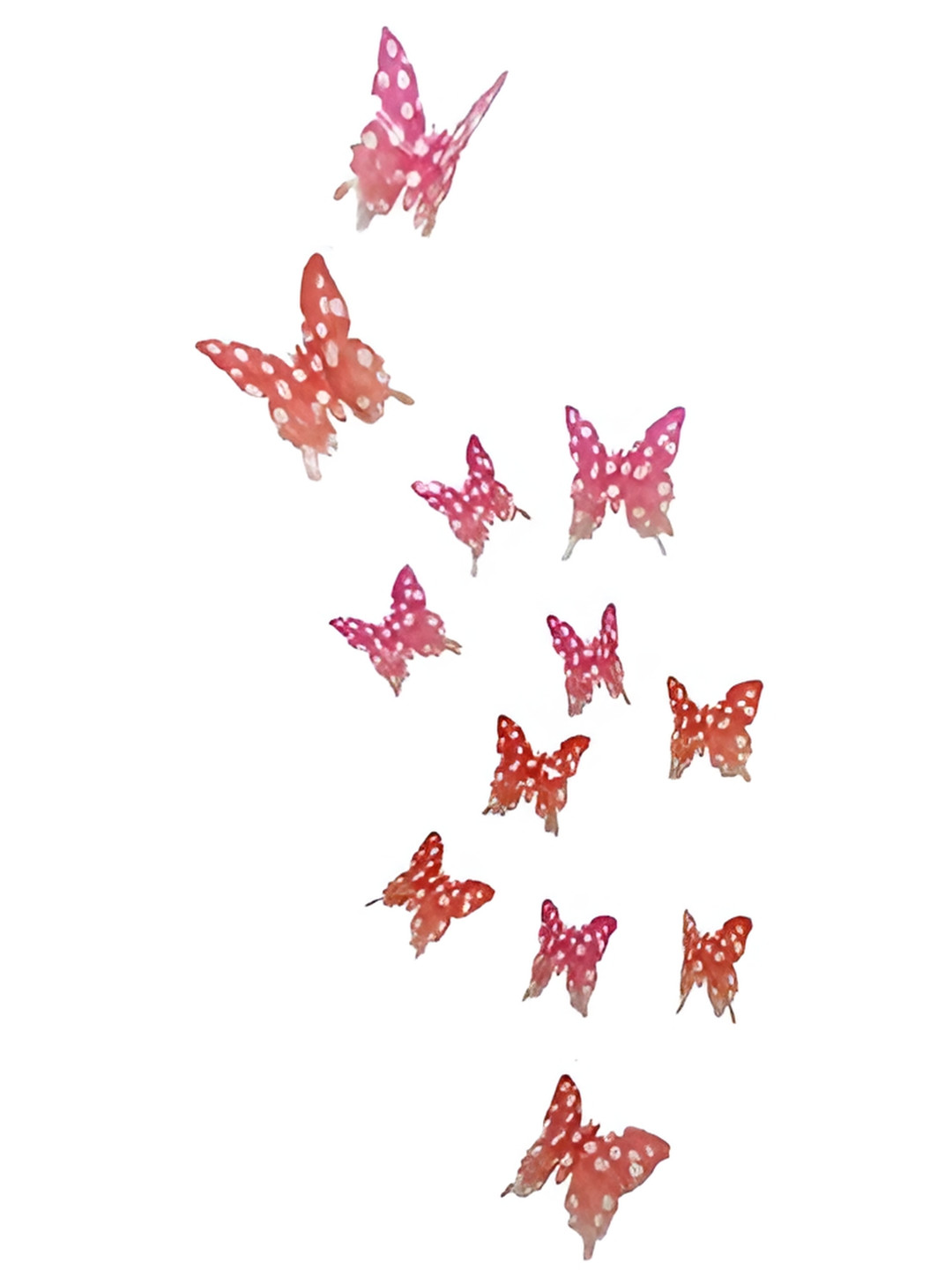 Jaamso Royals Pink & Orange-Colored 12 Pieces Butterfly Printed Waterproof Wall Stickers