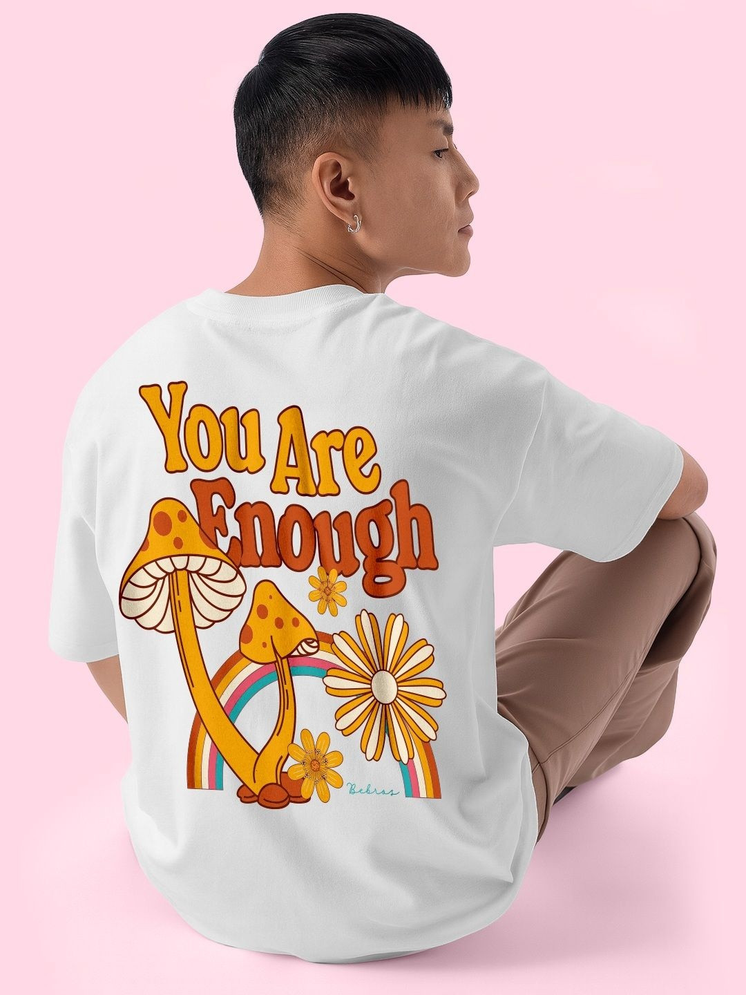 BLISSINK Men Typography Printed Round Neck Cotton Oversized T-shirt