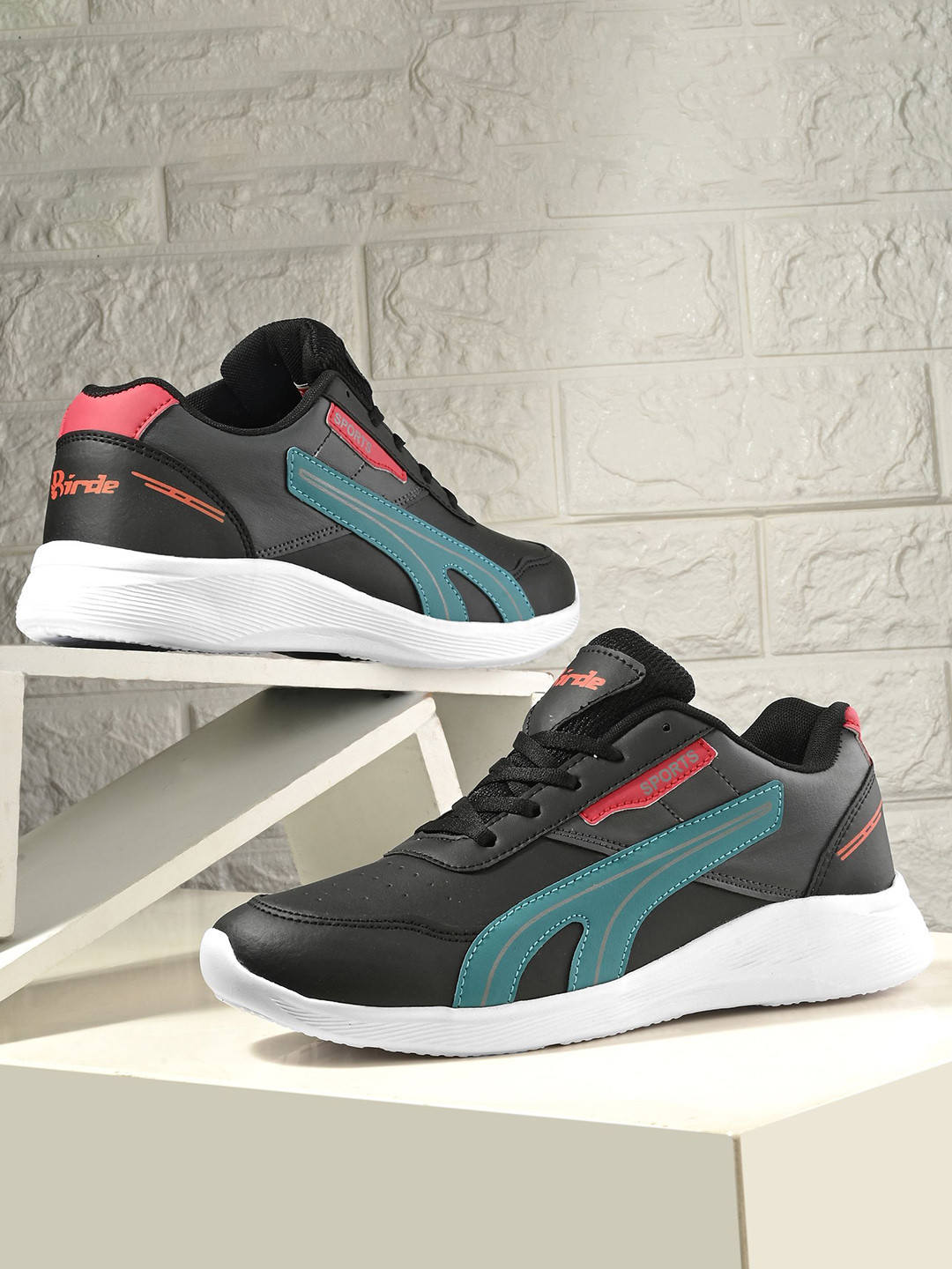 BIRDE Men Colourblocked Lace-Ups Light Weight Leather Sneakers