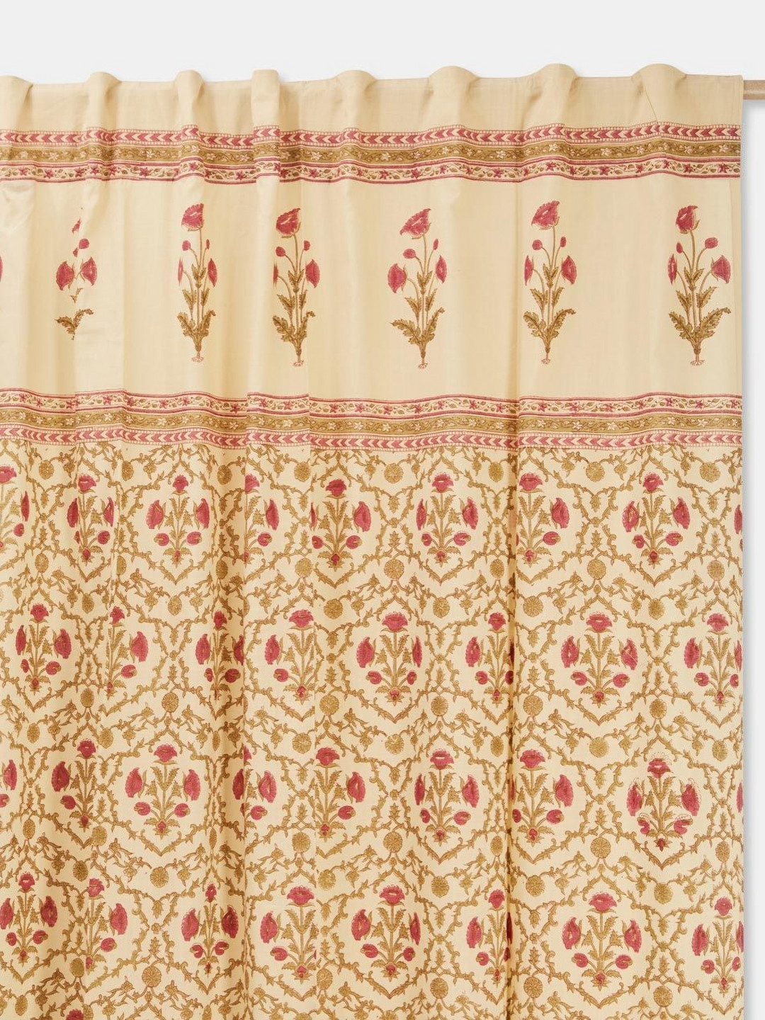 Fabindia Adhira Pink & Green Printed Cotton Long Door Curtain
