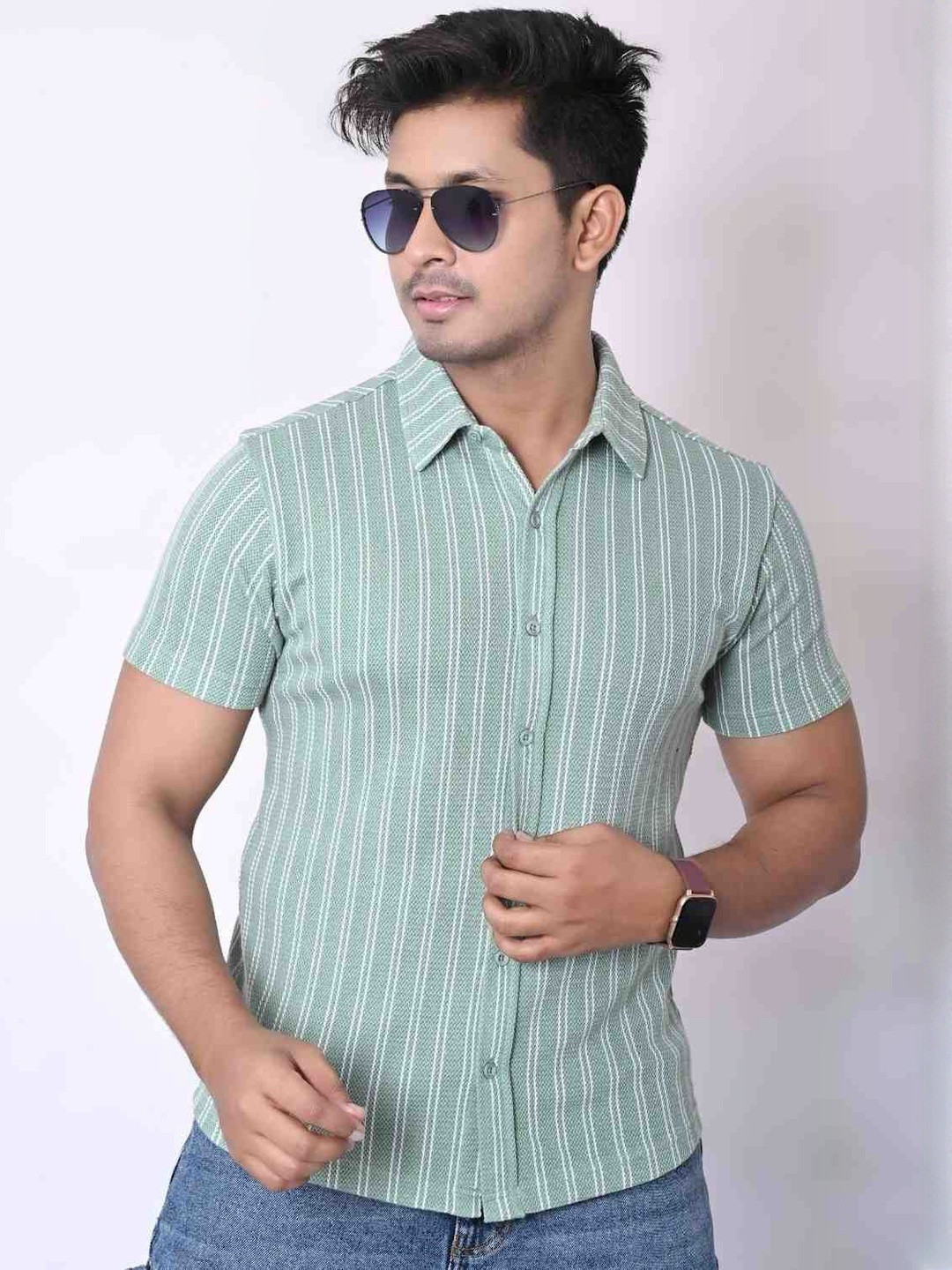 IMPERIO Striped Polo Collar T-shirt