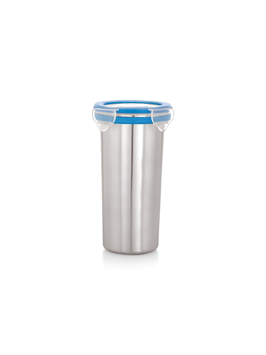 STEELLOCK Silver Toned And Blue Air Tight Stainless Steel Tumbler-450ml