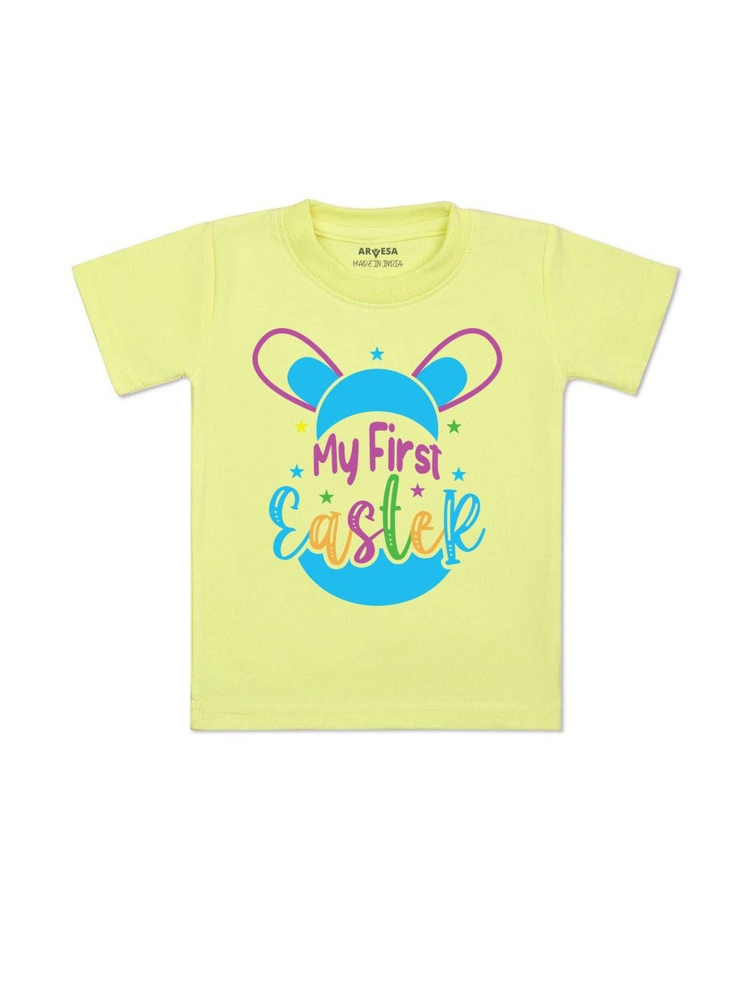 Arvesa My First Easter Graphic Printed Round Neck Short Sleeve T-shirt