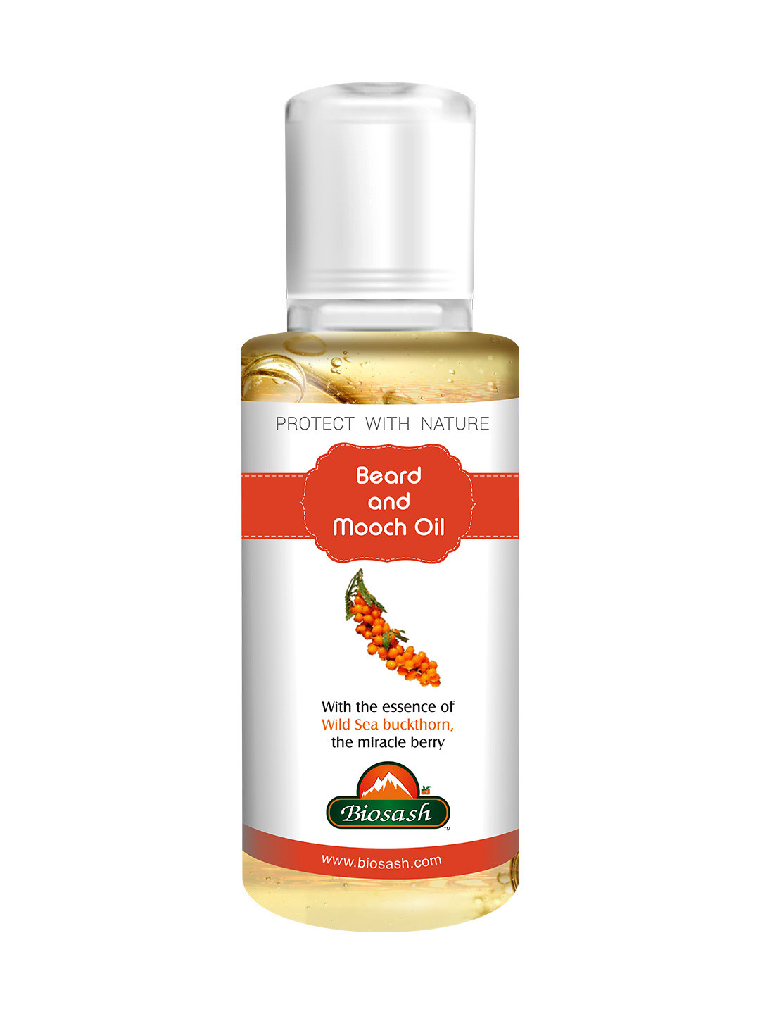 BIOSASH Sea Buckthorn Mooch & Beard Oil for Beard & Moustache Growth - 50ml