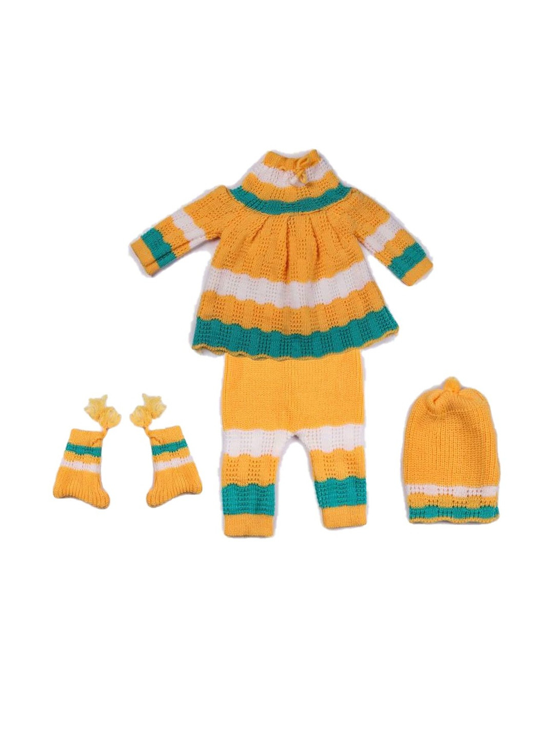 Baby Girls Woollen Sweater Set With Cap & Pair of Socks