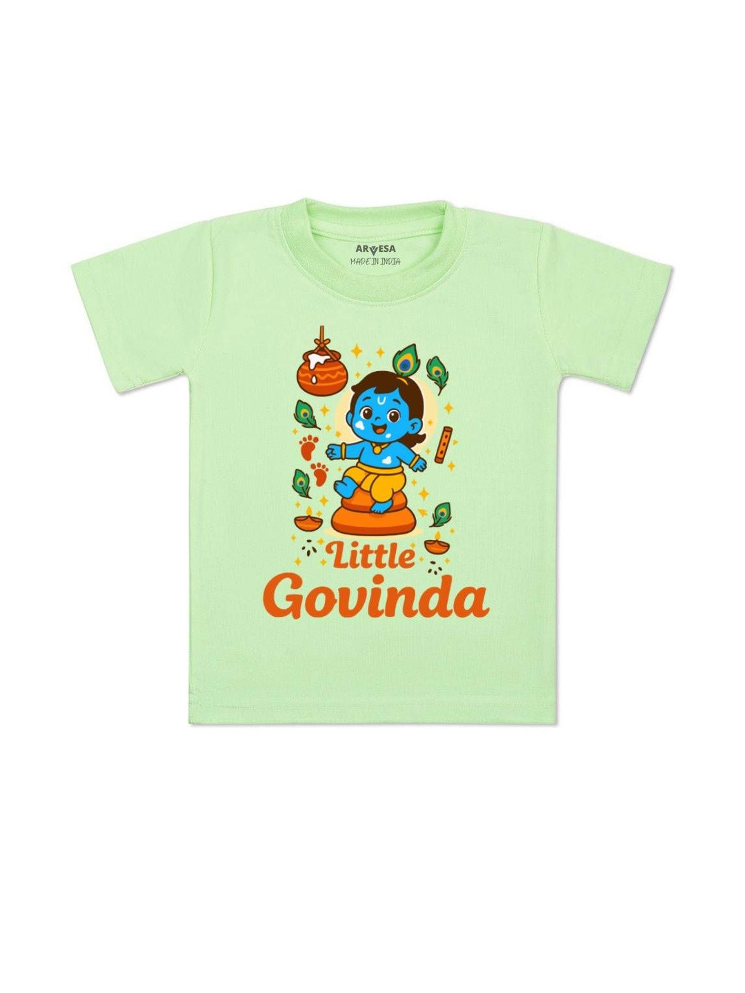 Arvesa Kids Little Govinda Graphic Printed Short Sleeves Cotton T-shirt