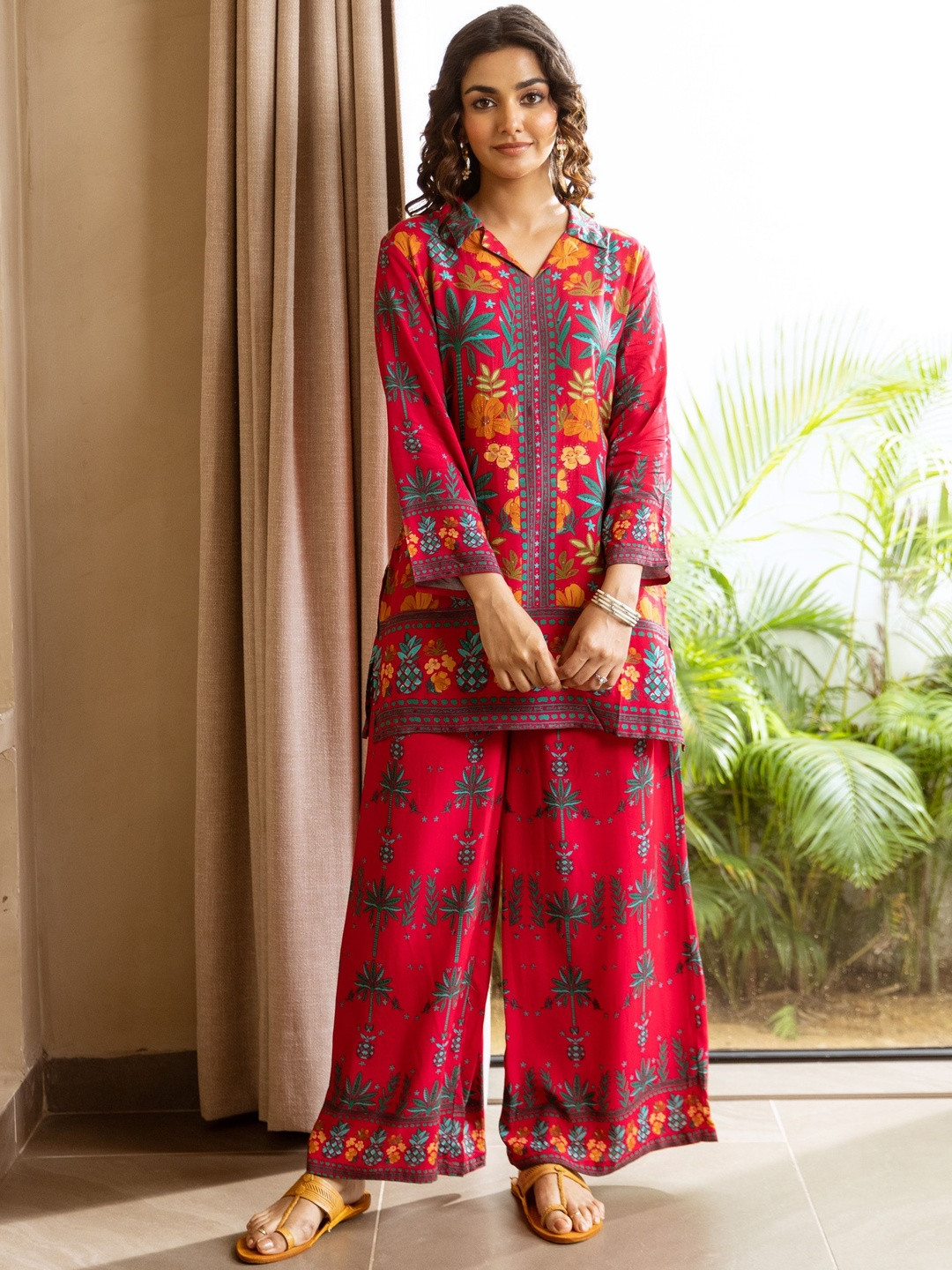 Kalini Women's Rani Rayon Tunic & 1 Palazzo Co-Ords Set