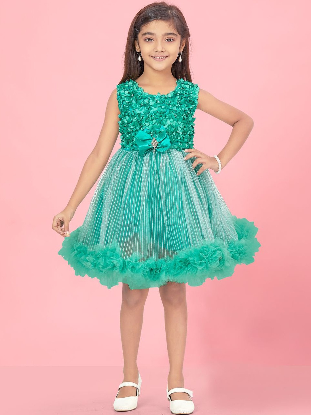Muhuratam Girls Applique Fit & Flare Bow Style Dresses