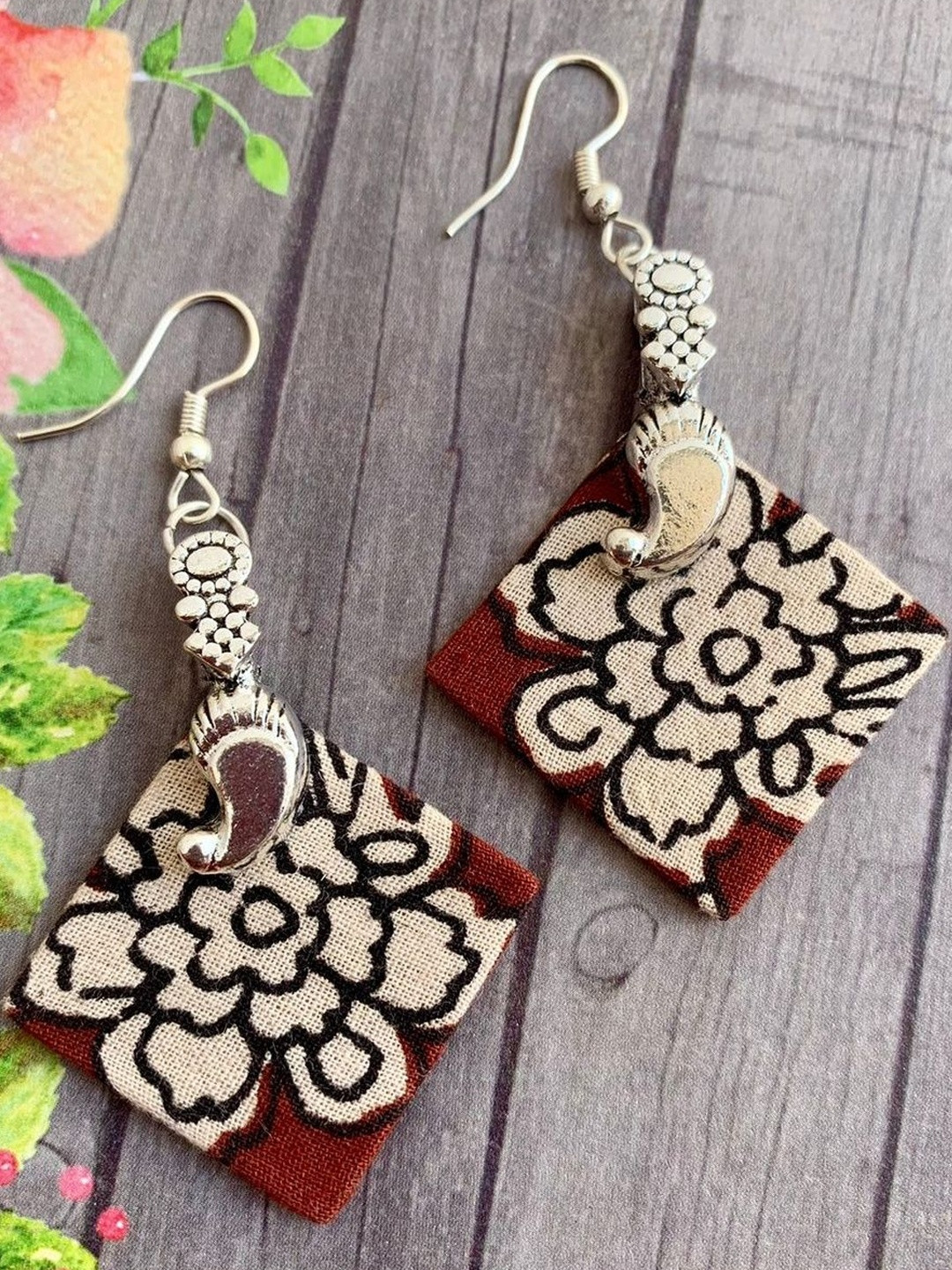 House Of Handmade Diamond Shaped Drop Earrings