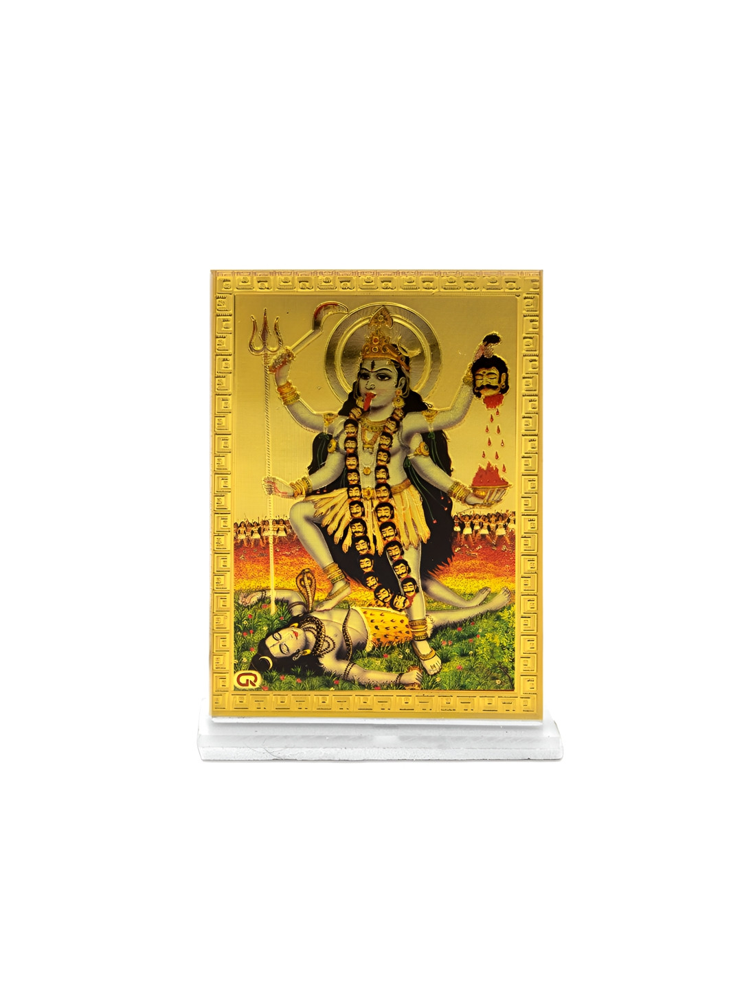 Adhvik Gold Toned And Red Goddess Maa Kali Photo Frame