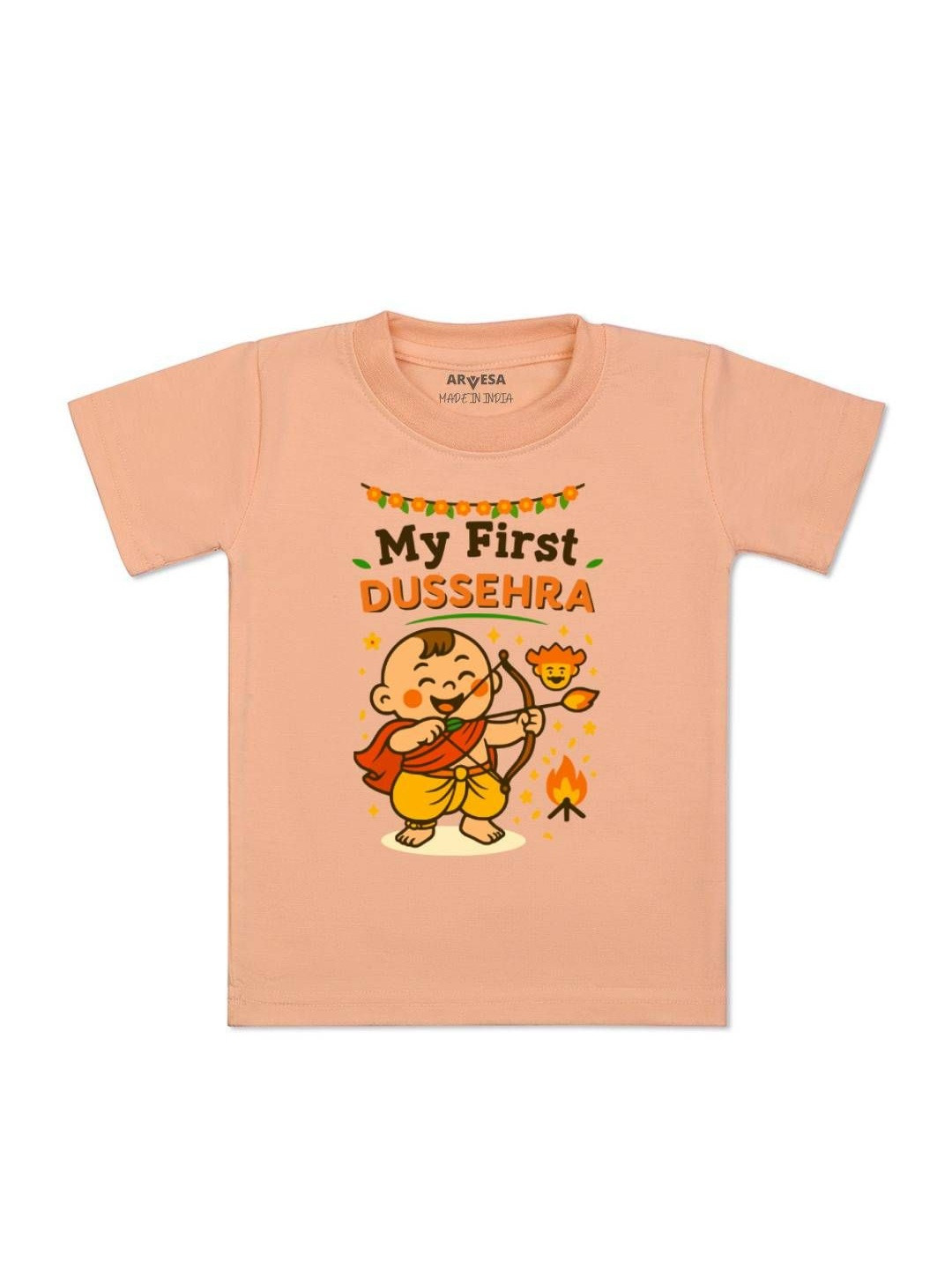 Arvesa Kids Round Neck My First Dussehra Printed T-shirt
