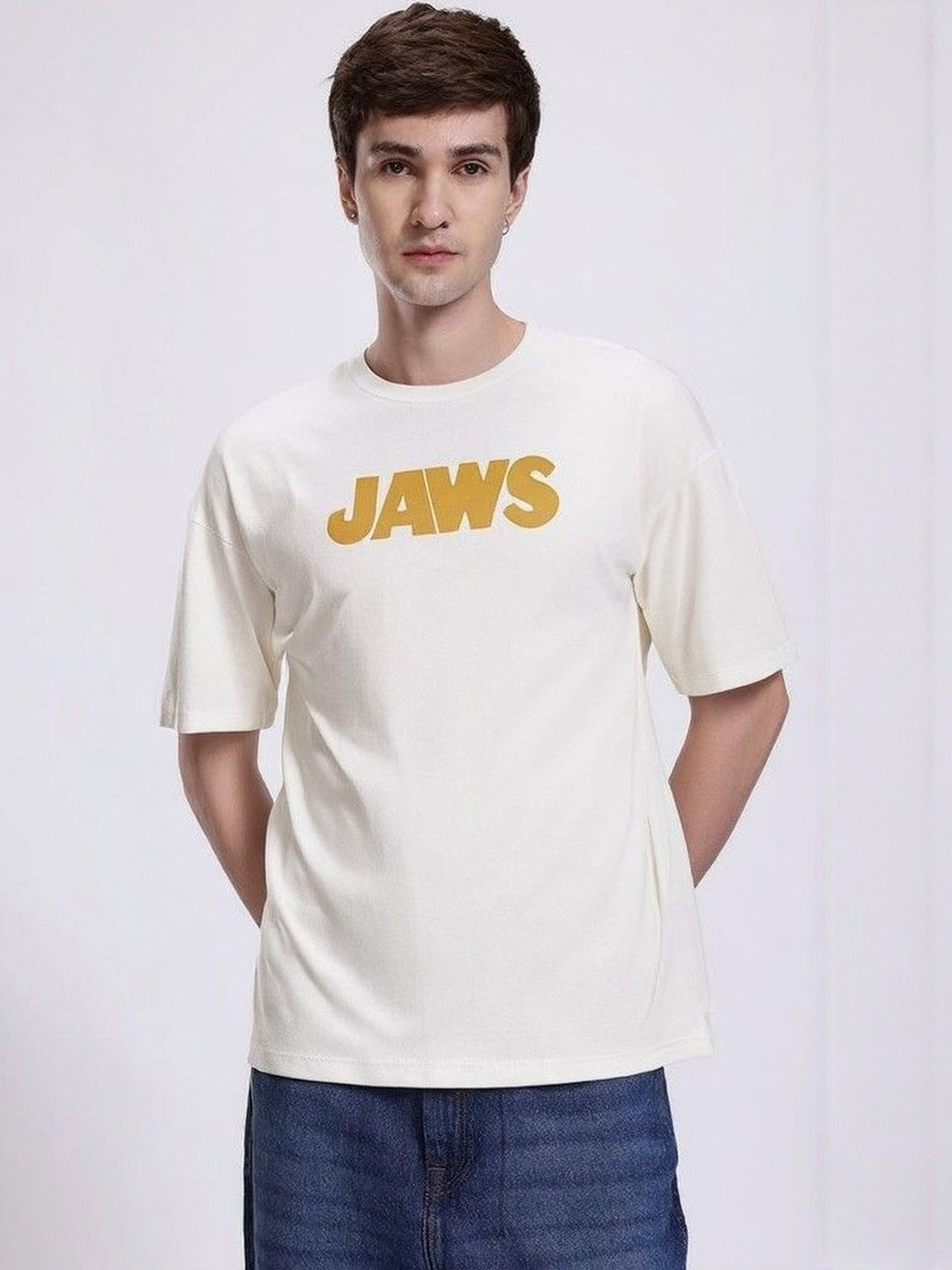 Jaws by Kook N Keech Graphic Printed Pure Cotton Oversized T-shirt