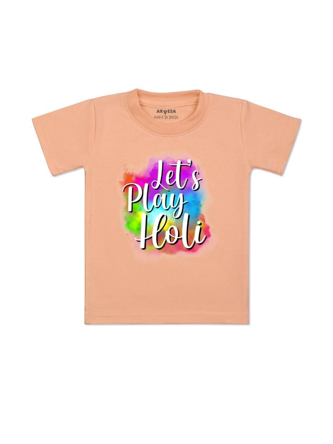 Lets Play Holi Printed Kids Tshirt