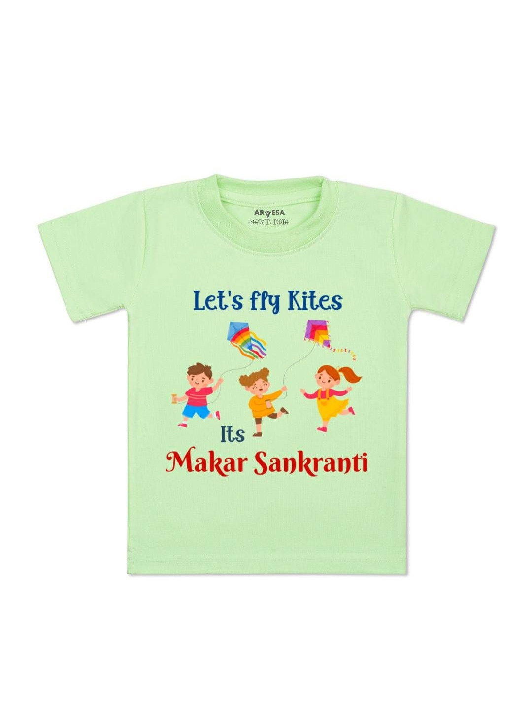 Arvesa Kids Let'S Fly Kites Printed Round Neck Regular Fit Tshirt