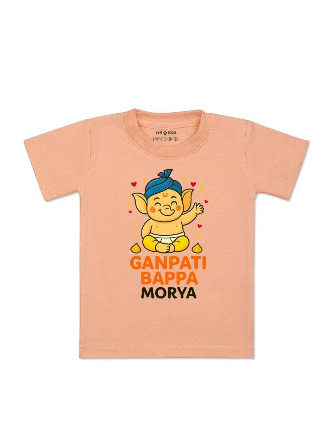 Arvesa Kids My First Ganesh Chaturthi Printed Kids Round Neck Regular Fit T shirt