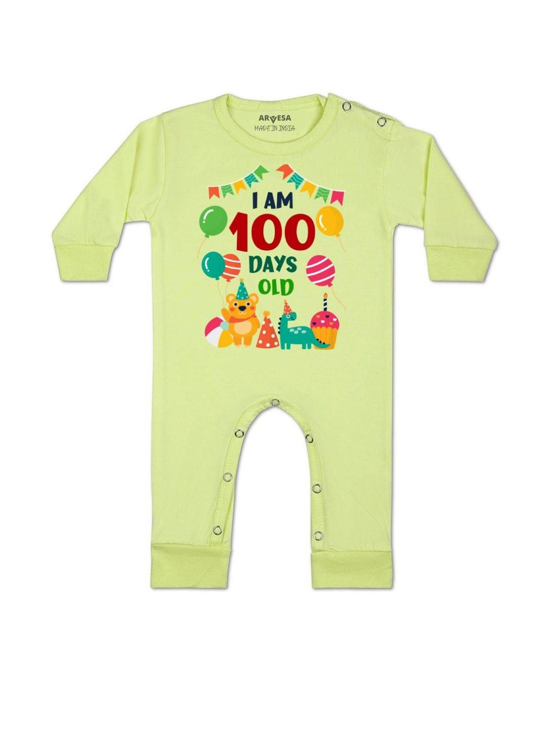 100 Days Birthday Printed Baby Rompers