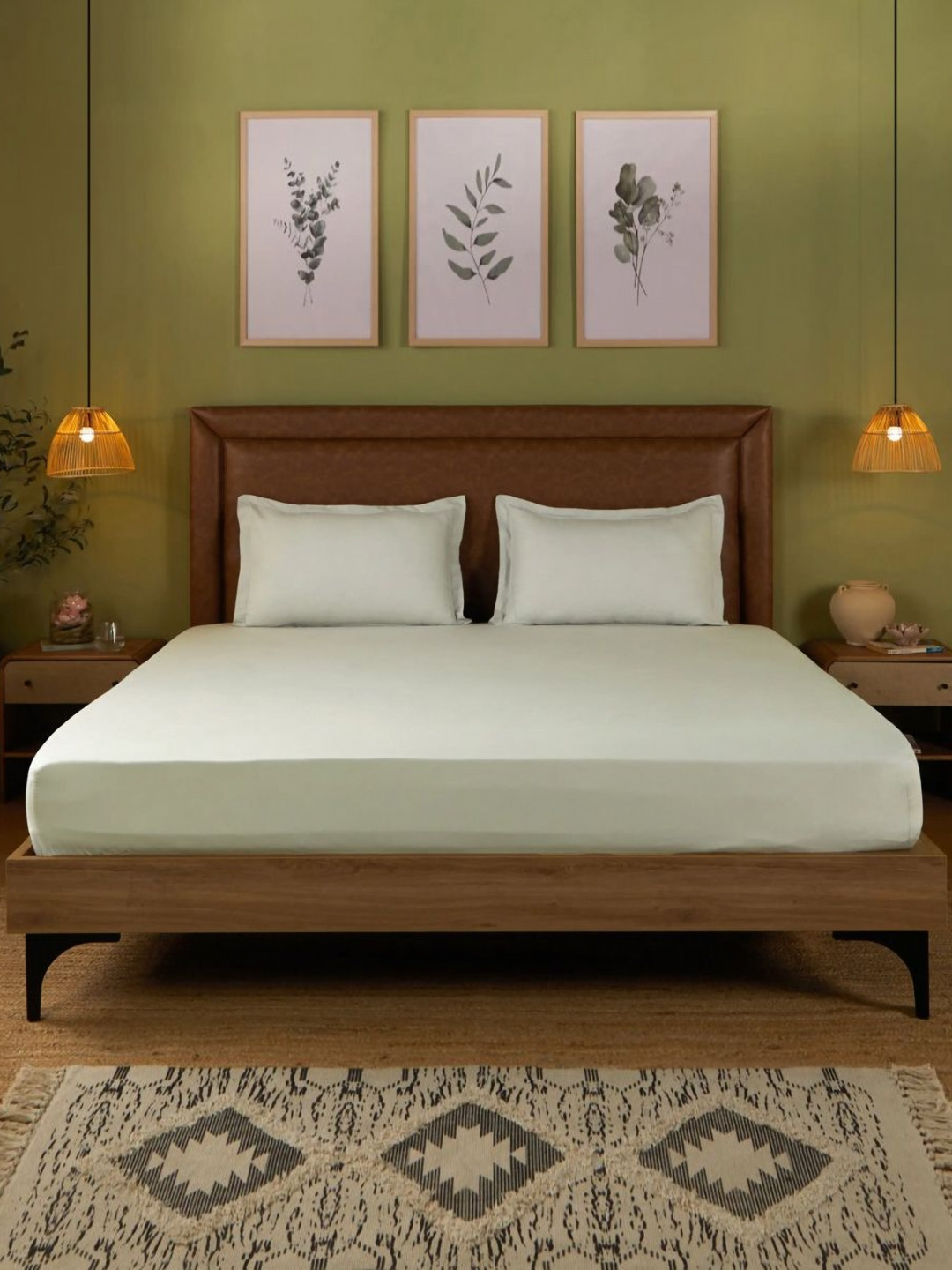 LIVSPACE Paleto Silver-Toned Pure Cotton 144 TC Double Bedsheet Set 2.54 m x 2.29 m
