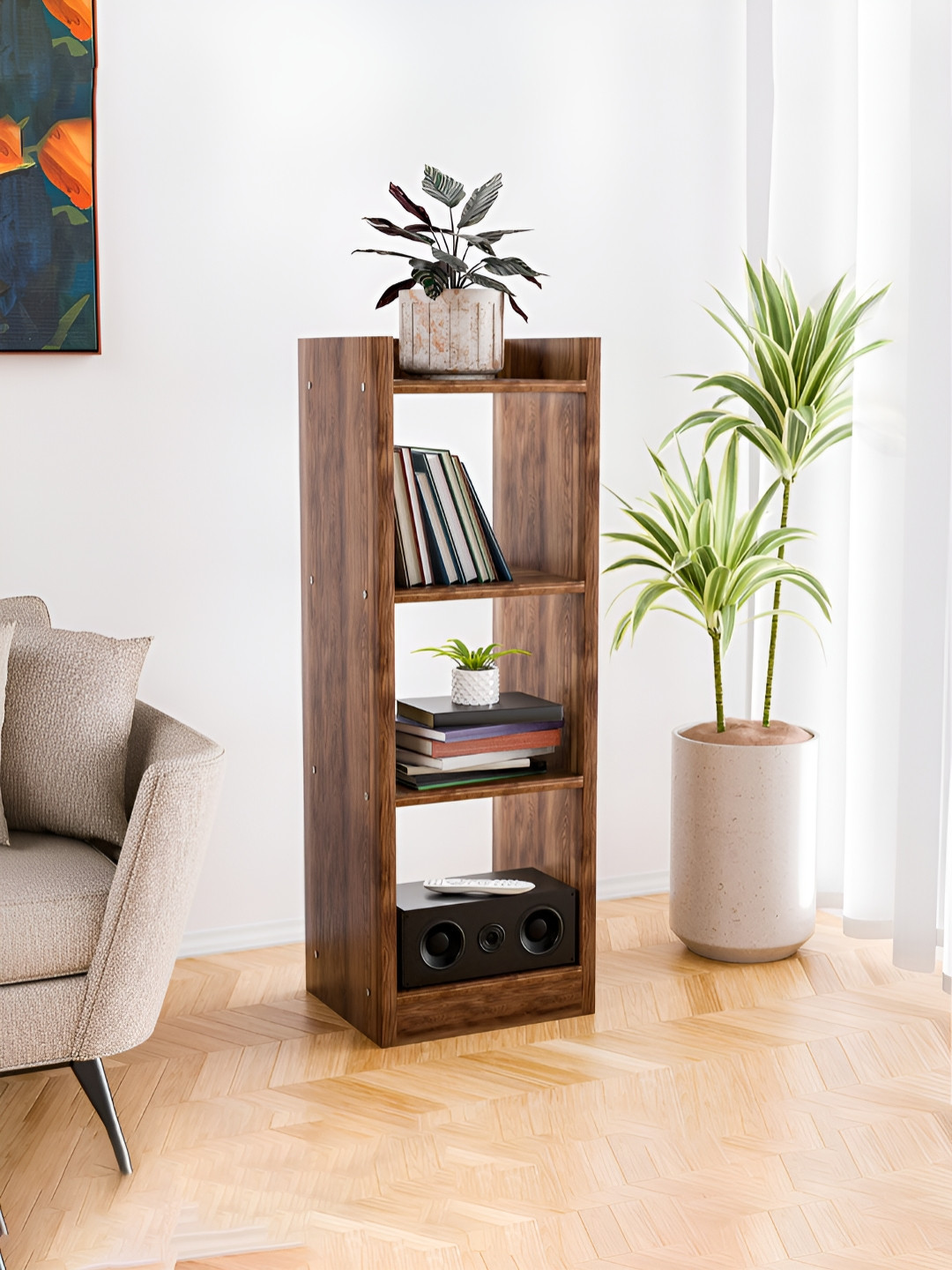 Aura Brown 3 Layer Wooden Book Shelf