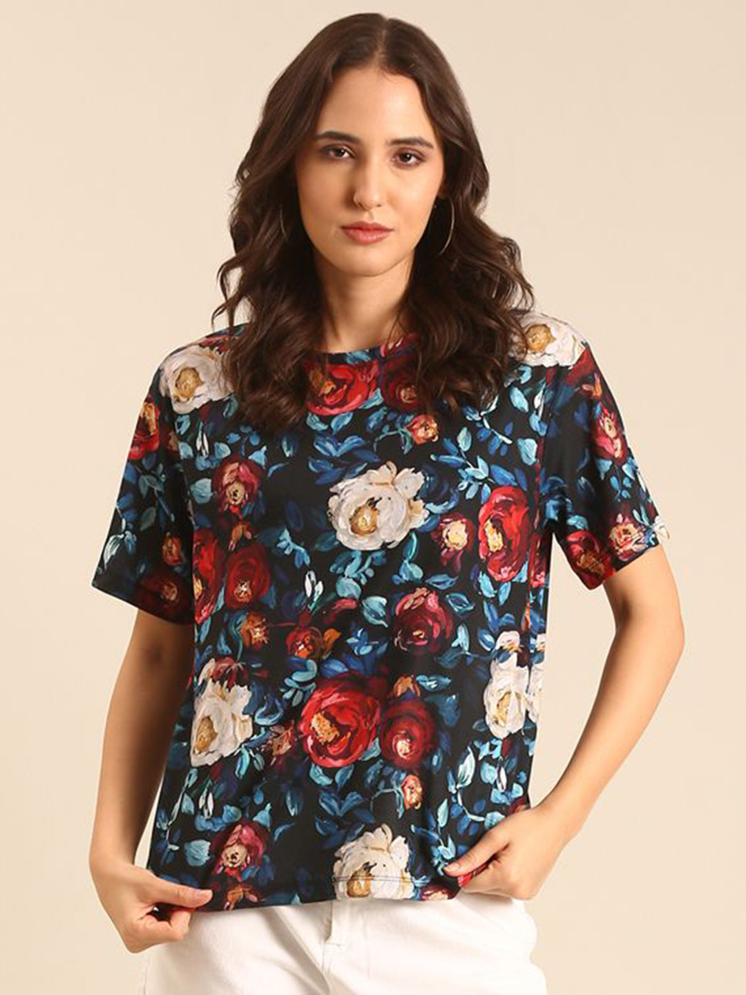 MARCA Disati Floral Printed Round Neck Regular Fit T-shirt