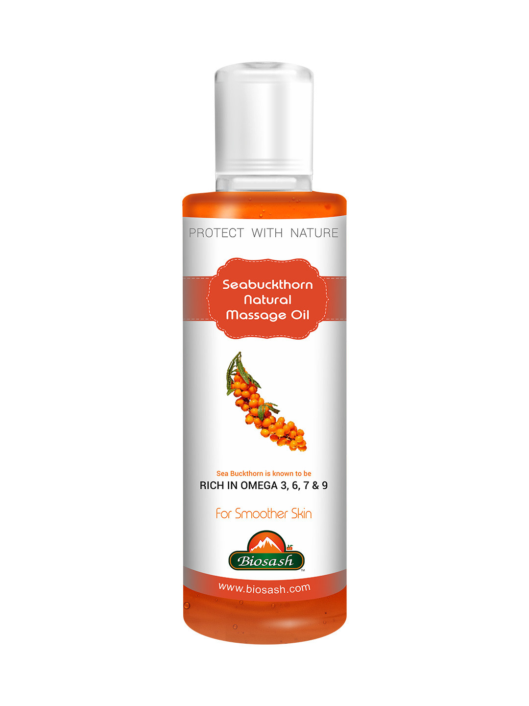 BIOSASH Unisex Seabuckthorn Body Oil 200ml  Soothing Massage Oil for Men & Women